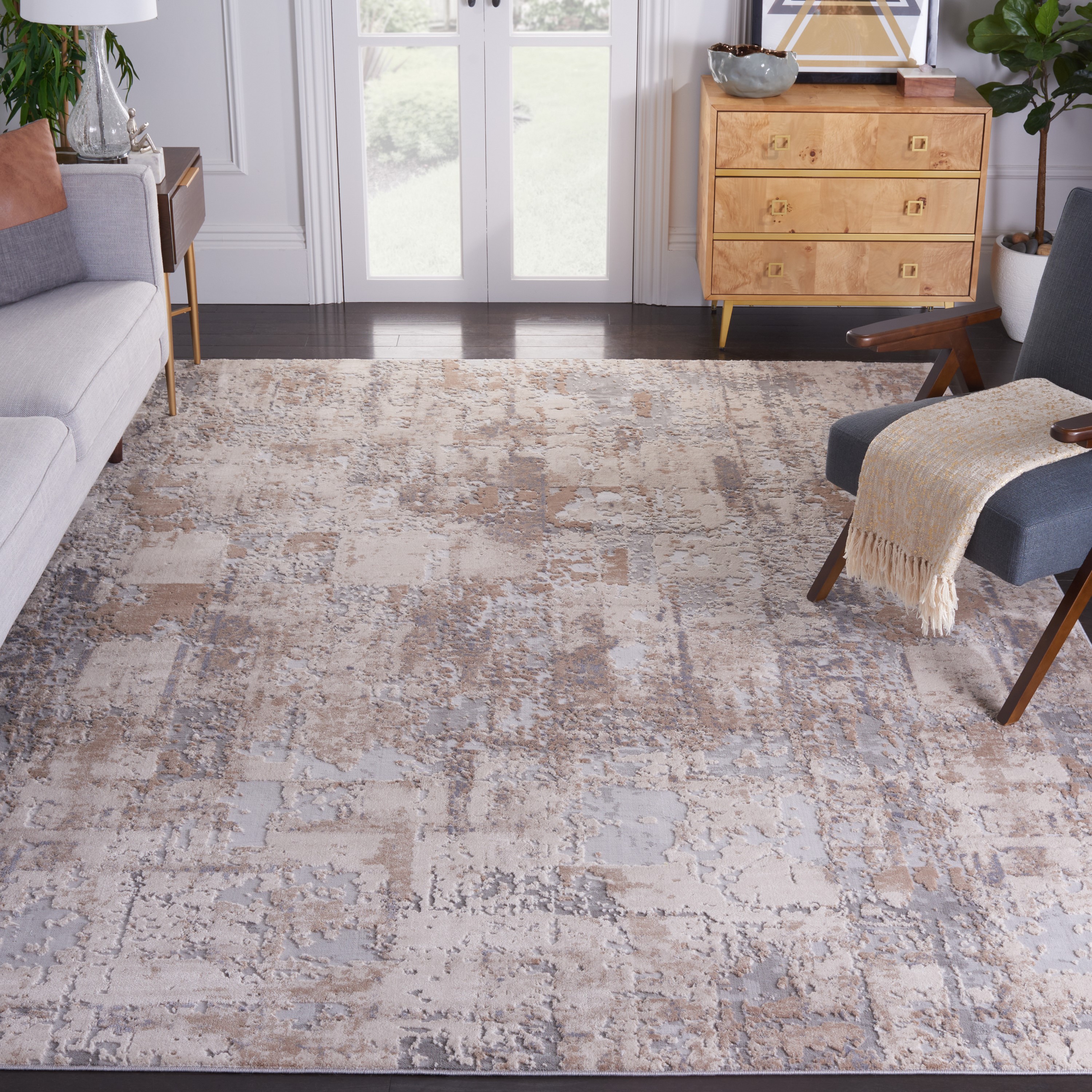 Safavieh INV435A-8 Invista Lore 8 x 10 (ft) Loomed Synthetic Cream/Beige Rectangular Indoor Abstract Industrial Area rug