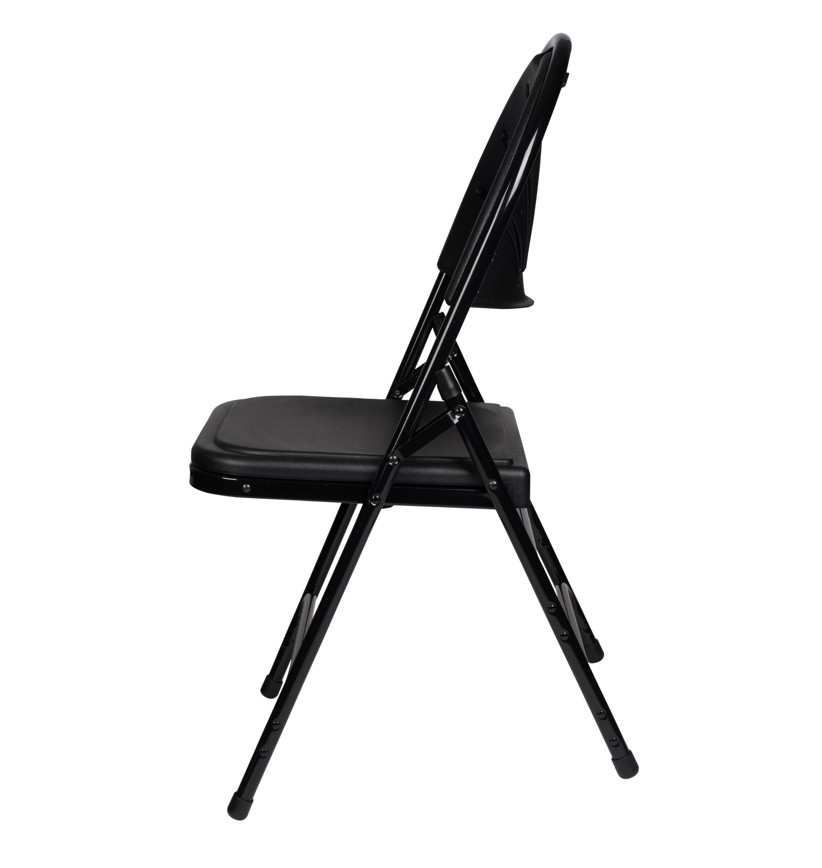 Lusitano Black Plastic Fan Back Folding Chairs, Set of 4