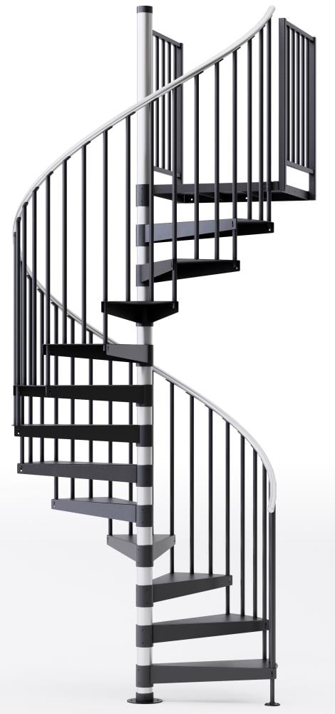 Mylen Stairs EC60P14A004 Reroute 60-in x 15.75-ft 2 Platform Rails Black Spiral Staircase Kit , Fits Height: 127.5-in to 142.5-in (14 treads) ( 14 Treads )