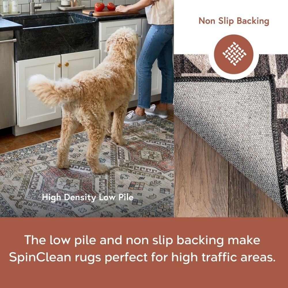 Beige Southwestern Medallion 8' x 10' Washable Area Rug