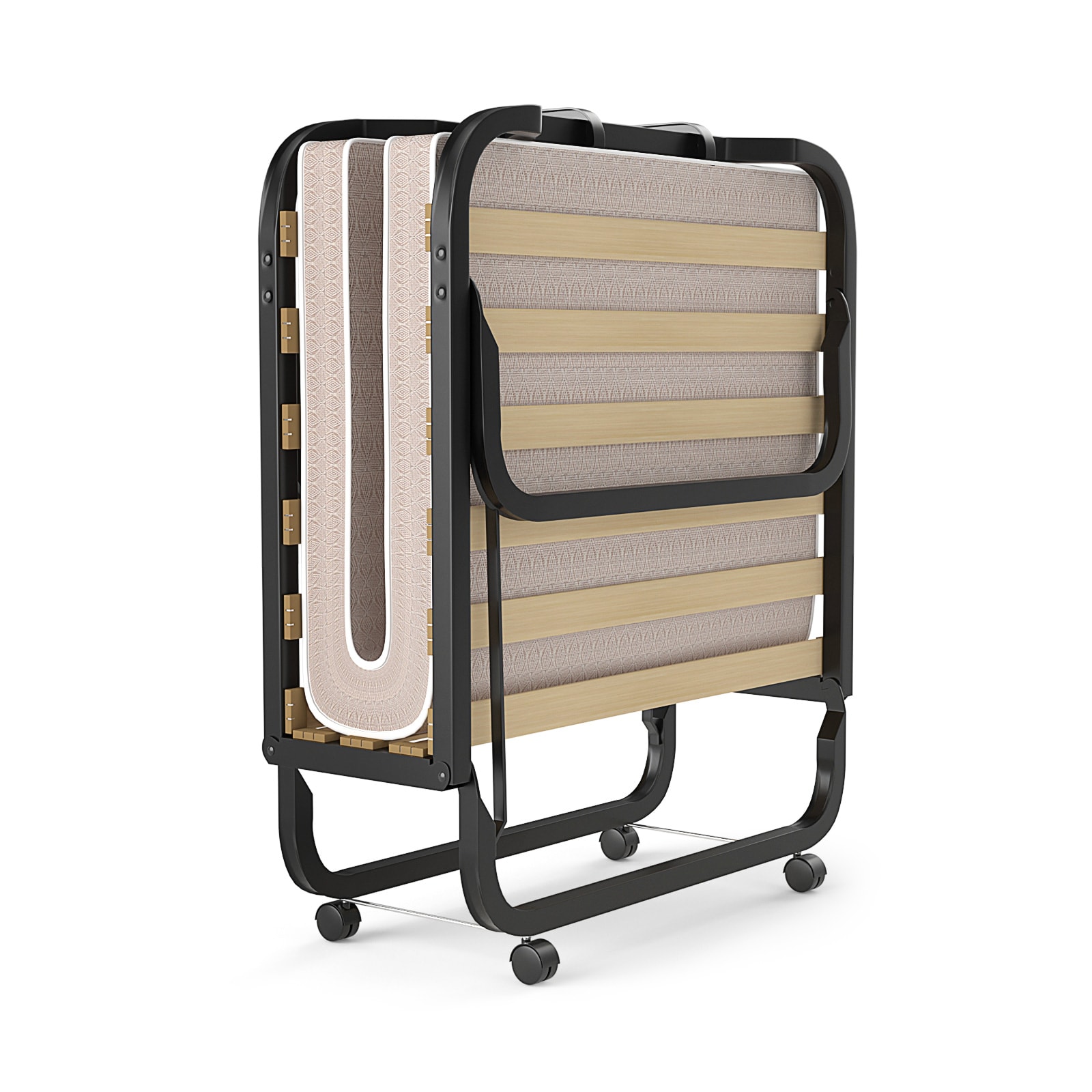 Slickblue Twin Size Folding Bed With Mattress High Density Foam And Memory Foam For Guest Room Black Beige