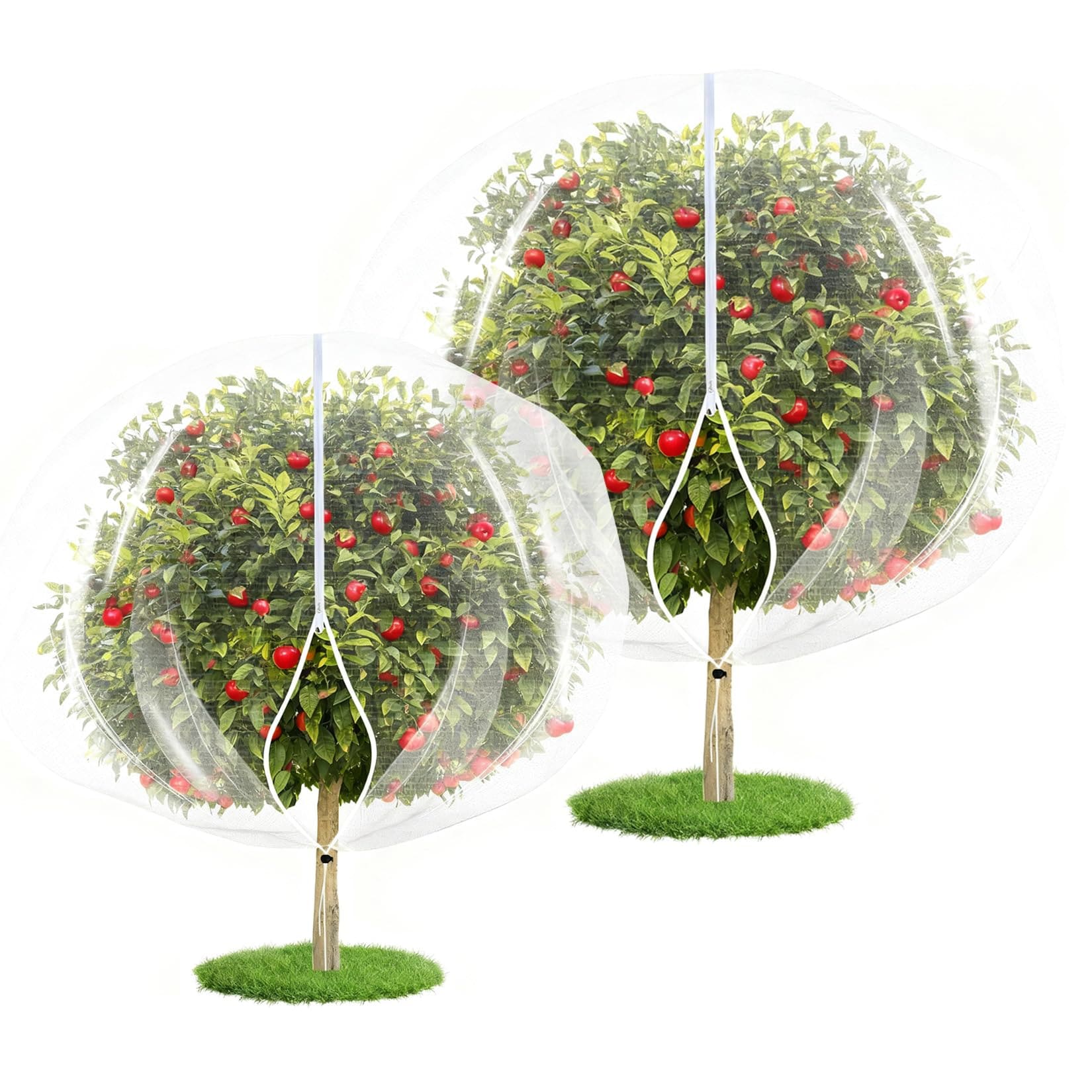 Garvee - Set of 2 Fruit Tree Netting with Zipper and Drawstring 8x8 ft and 10x10 ft Reusable 60 M...