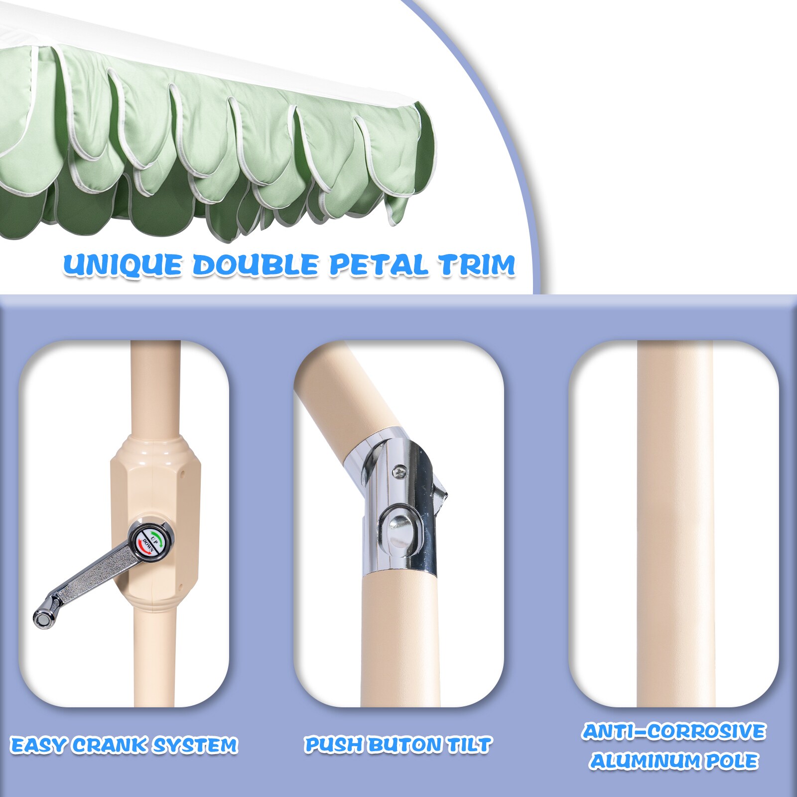 GARSING 9FT-SKIRT -GREEN Umbrellas-2 - View #2