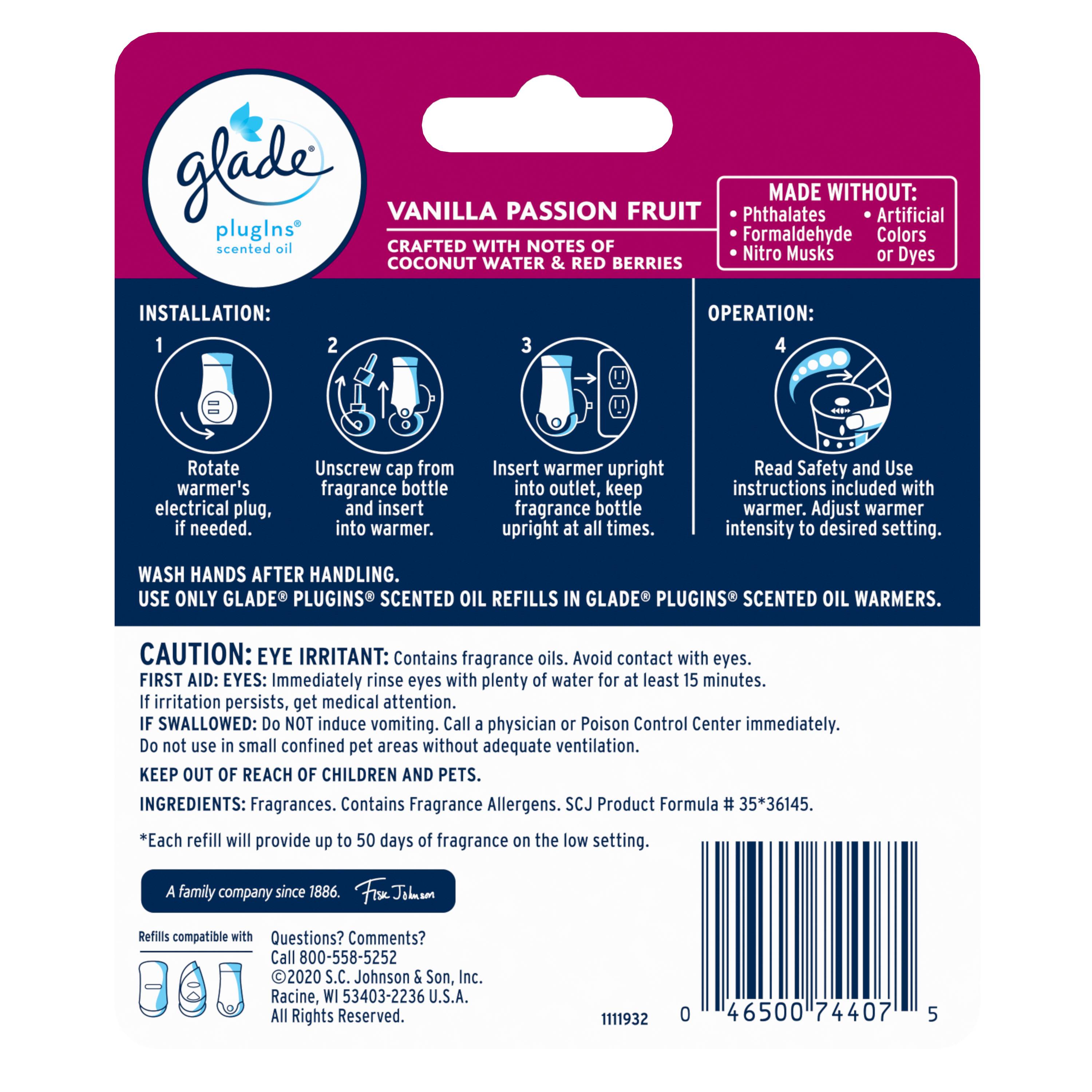 Glade 3.35 fl. oz. Apple Cinnamon Scented Oil Plug-In Air Freshener Refill (10-Count) (2-Pack), Clear