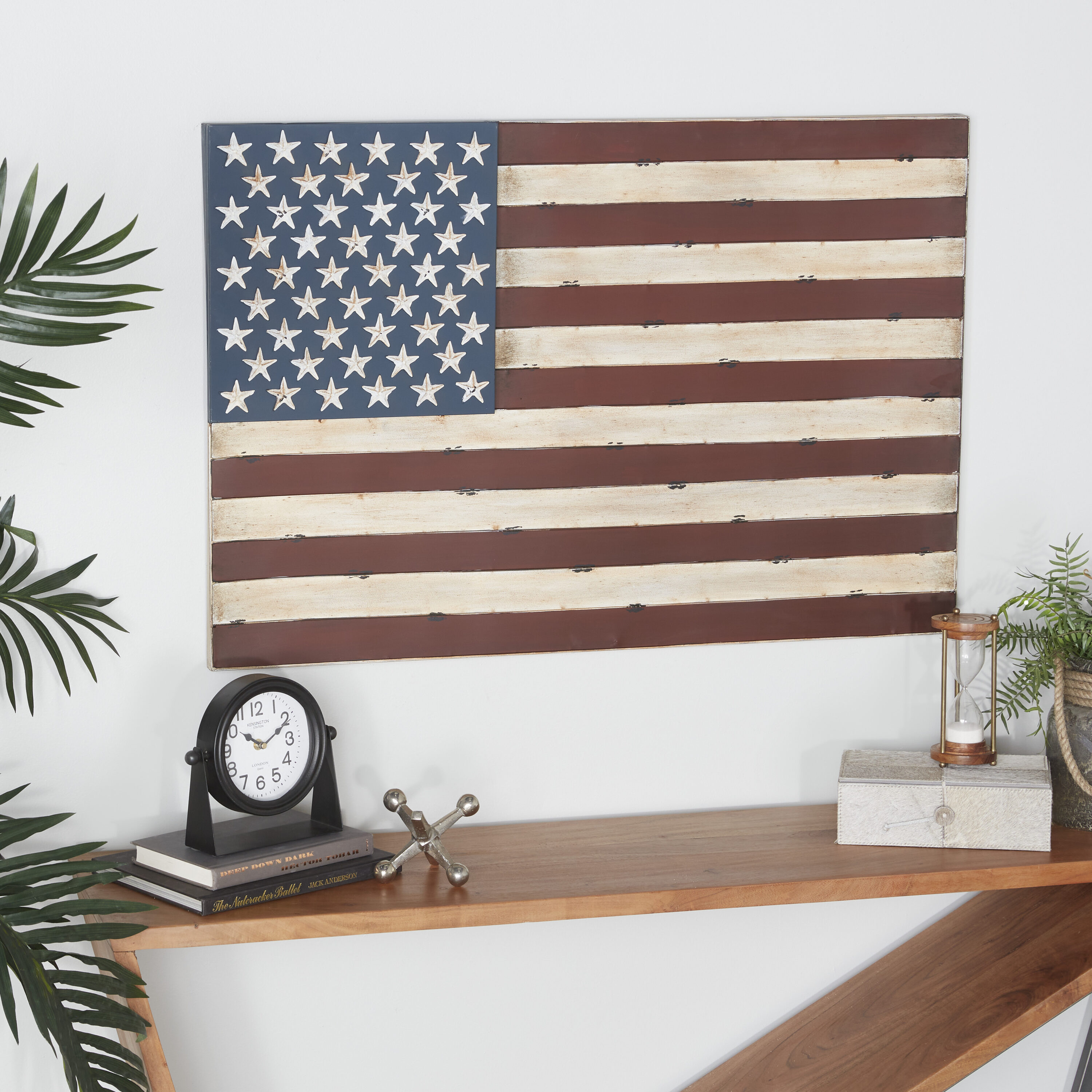Grayson Lane 13965 38-Inches W x 26-Inches H Metal Indoor/Outdoor American Flag Country Wall sculpture