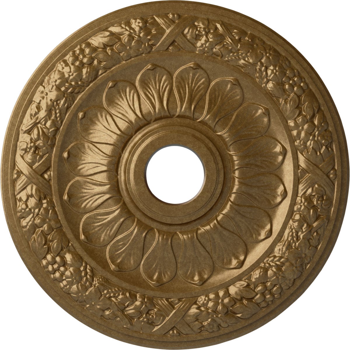 Ekena Millwork CM24SWPAS Swindon 24-in W x 24-in L Pale Gold Polyurethane Ceiling Medallion