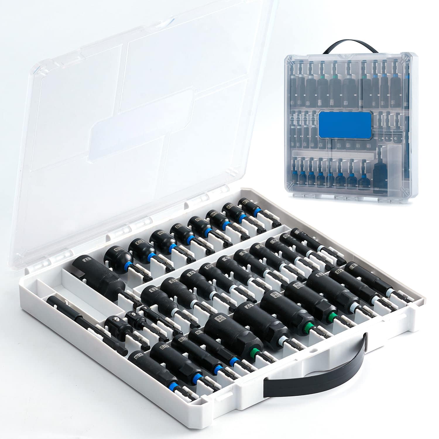 Etokfoks 34 Piece Magnetic Nut Driver Set Impact Driver Bit Set Deep Nut Drivers Impact Socket Adapters Wing Nut Driver Heavy Duty Case #LET0303N11