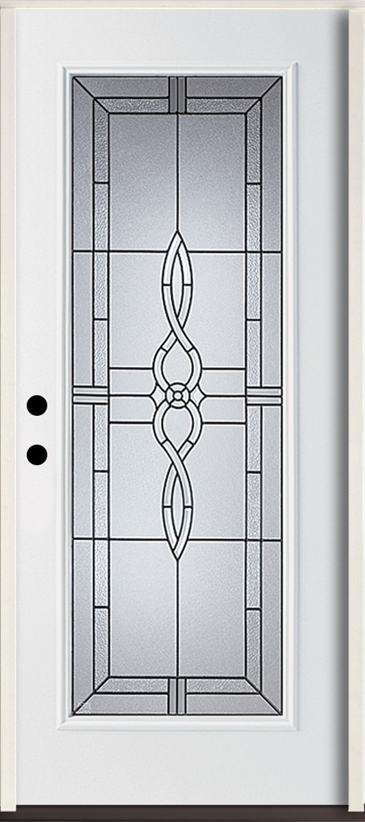 RELIABILT LO841605 Calista 36-in x 80-in x 4-9/16-in Fiberglass Full lite Right-hand inswing Modern White Painted Prehung Front Door Insulating core