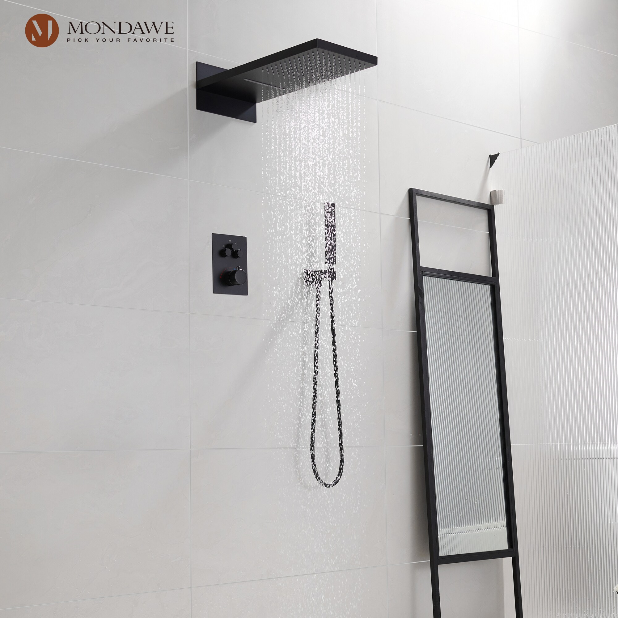 Mondawe WF6648-22BL Showerhead-Bar-Panels - View #3