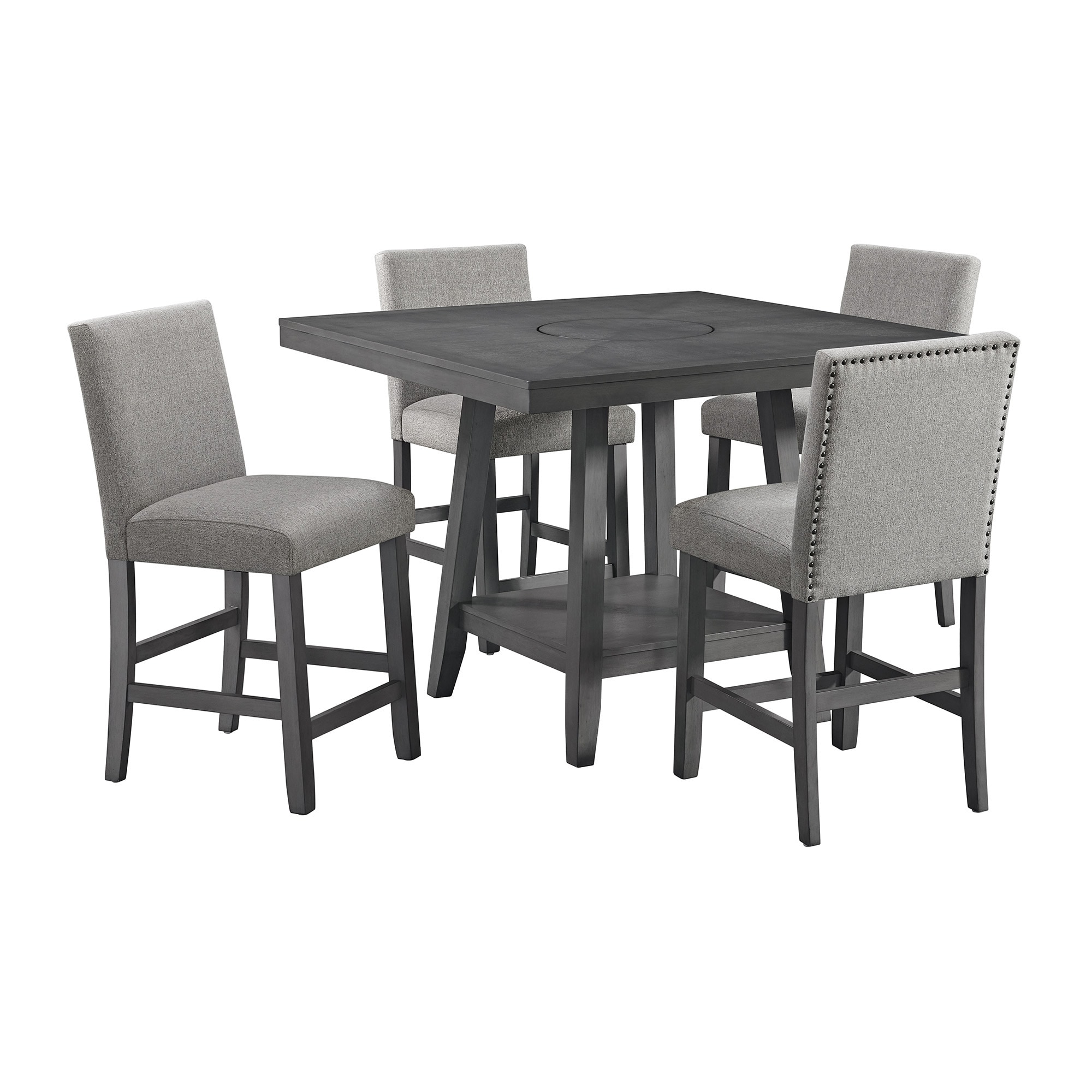 Picket House Furnishings D-7670-3-5PC Hester Grey Transitional Dining Room Set with Square Table ( Seats 4 )