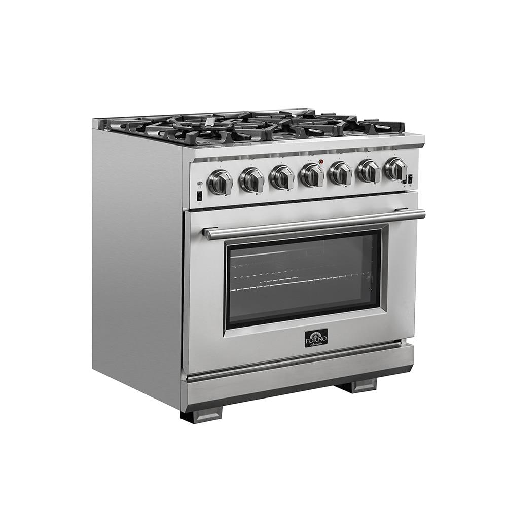 FORNO Capriasca Professional 36-in Deep Recessed 6 Burners Freestanding  Dual Fuel Range (Stainless Steel) in the Single Oven Dual Fuel Ranges  department at