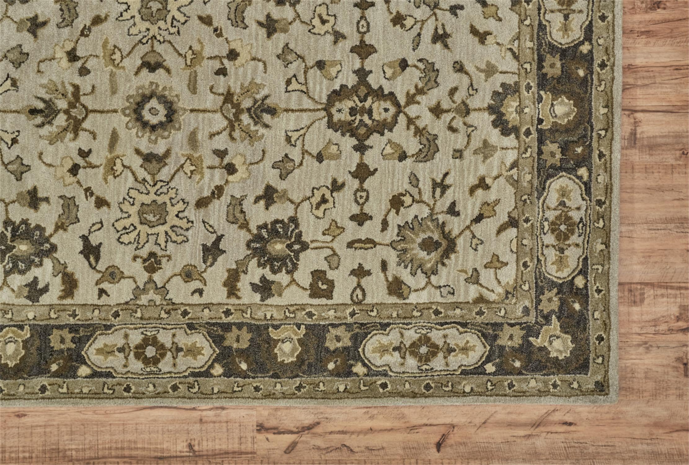 Eaton Traditional Gray and Taupe Hand-Tufted Wool Area Rug 8' x 11'