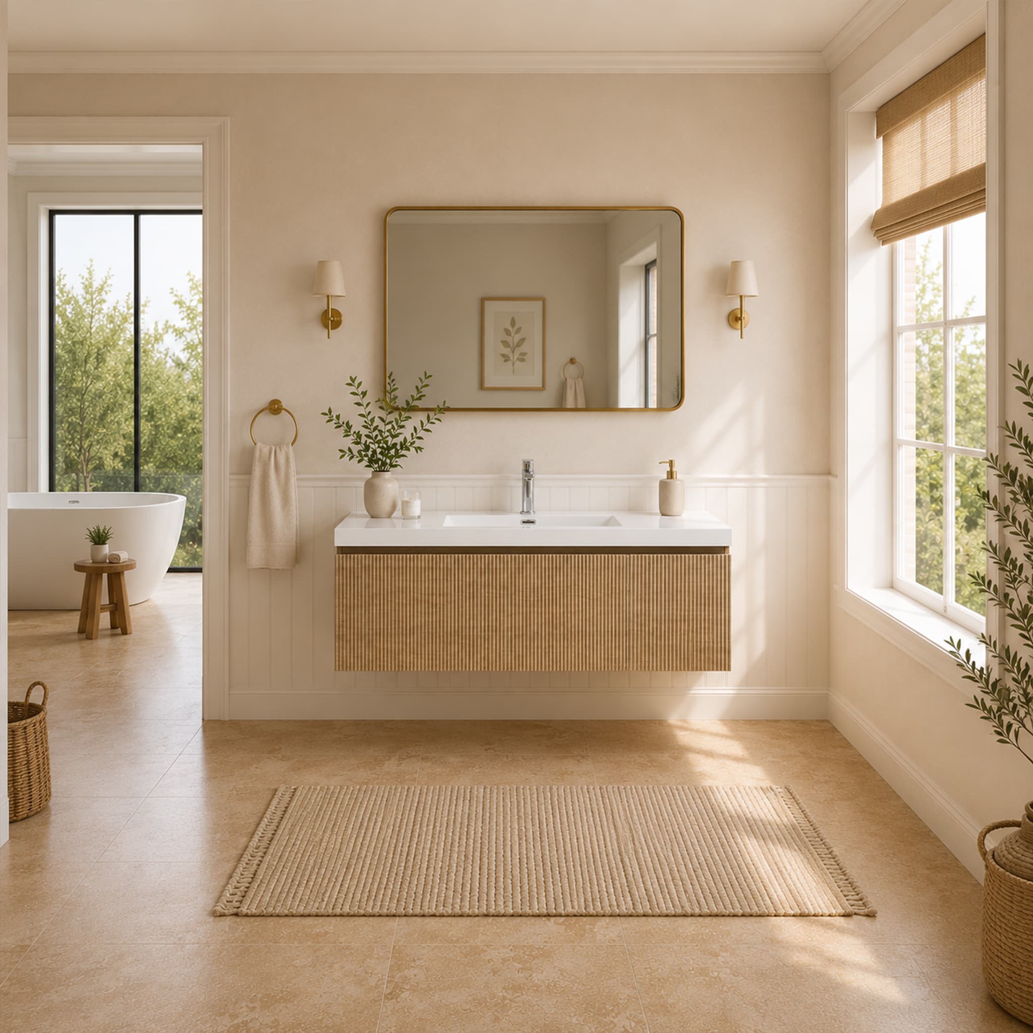 BWE Bathroom Vanity with Single or Double Sink Options and Various Top Finishes