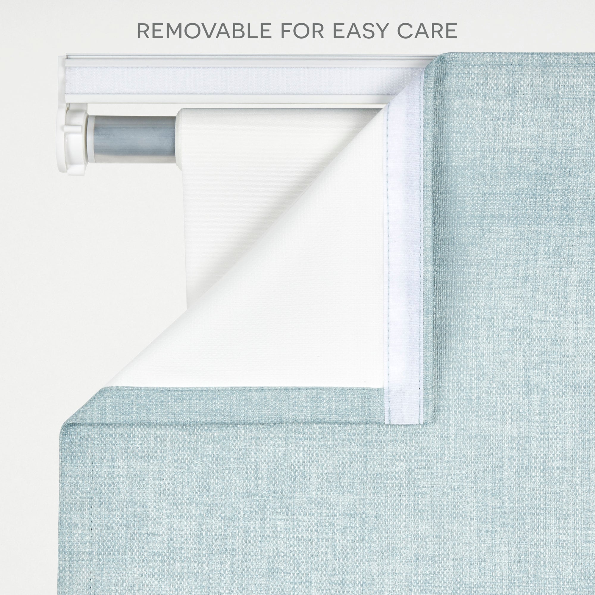 Acadia Aqua Cordless Blackout Roman Shade with Linen Fabric, 31" x 64"