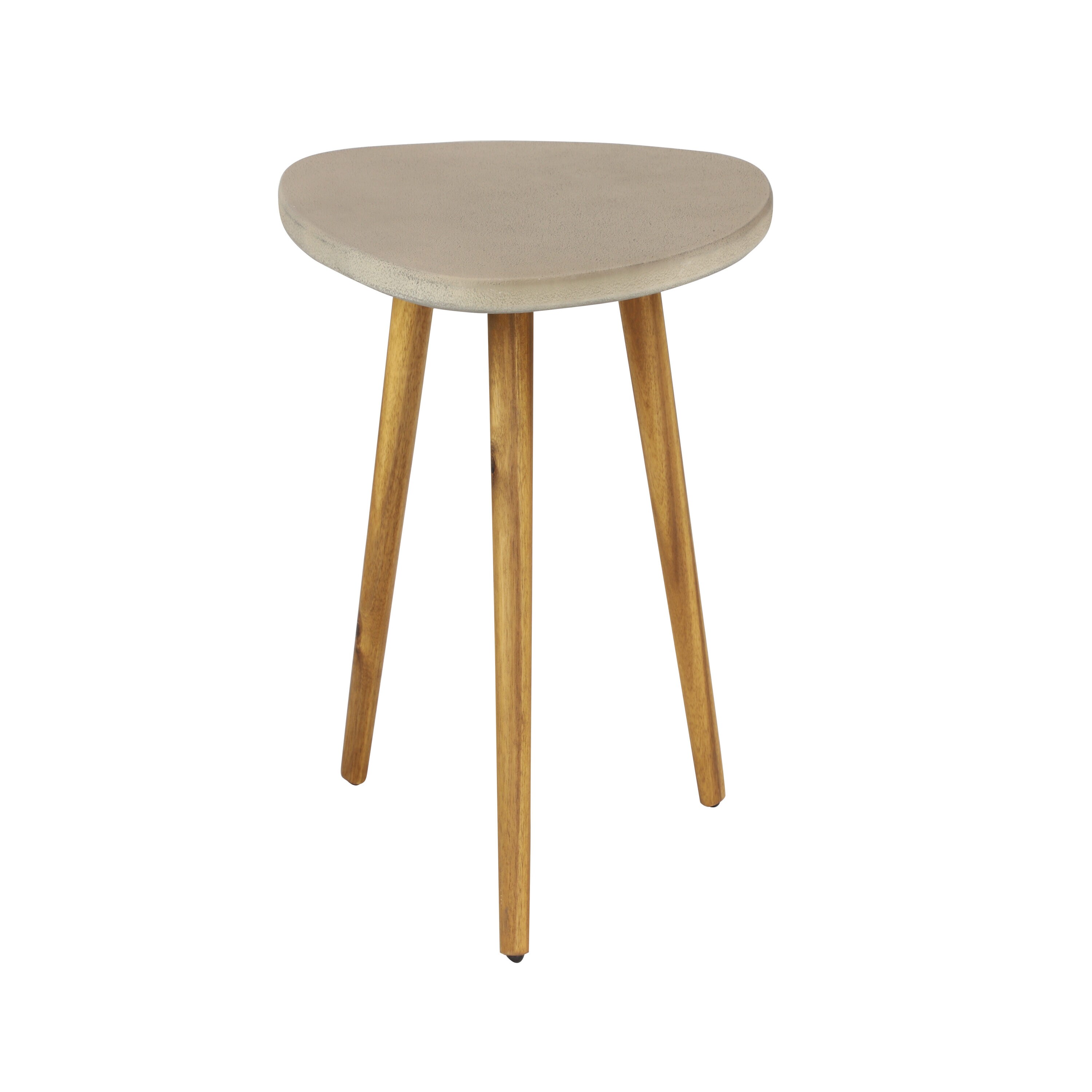 Gray Triangle Acacia Wood Outdoor Accent Table