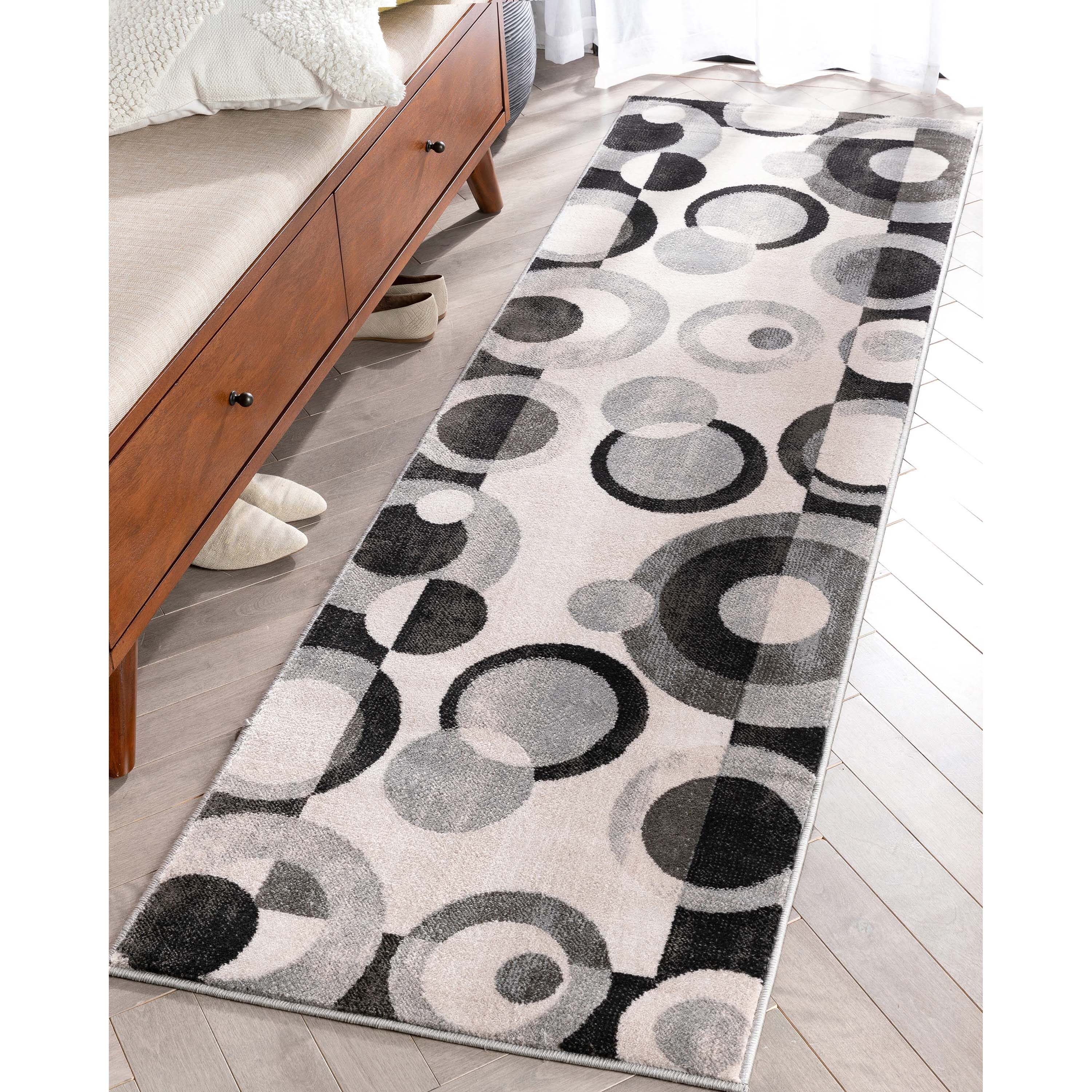 Well Woven 545172 Barclay 2 x 8 (ft) Loomed Polypropylene Grey Black Rectangular Indoor Geometric Global Runner rug