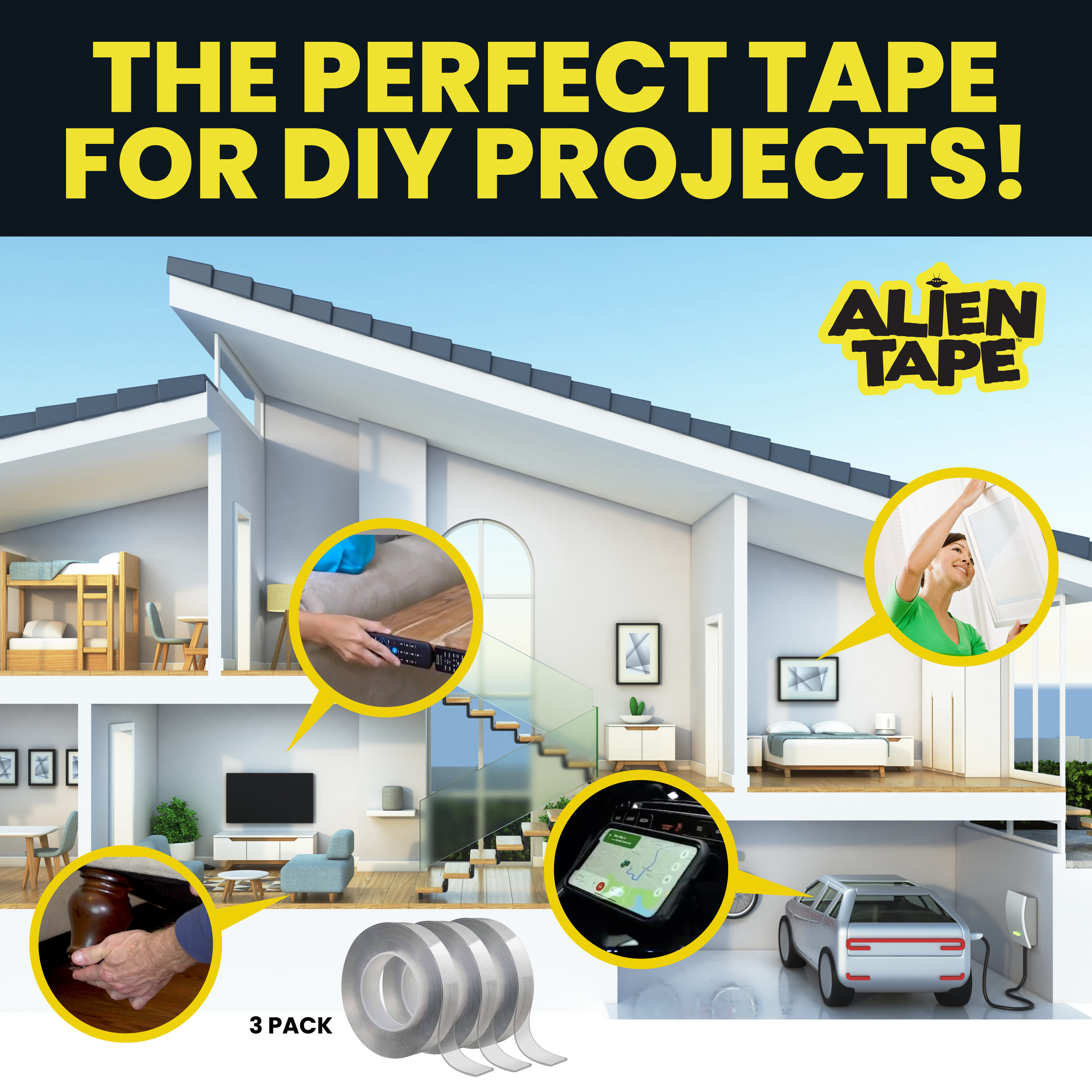 Alien Tape Alien Brand 3-Pack 1.18-in x 10-ft Double-Sided Tape in the  Double-Sided Mounting Tape department at