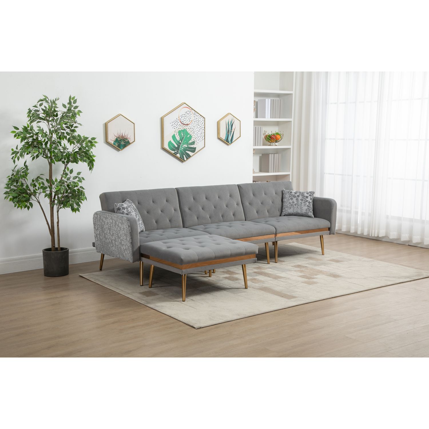 JASMODER W395S00072 64.17-in Modern Gray Polyester/Blend Sofa