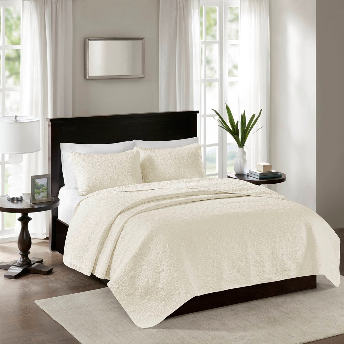 LUXEYARD Reversible Quilt Set Cream Full/Queen