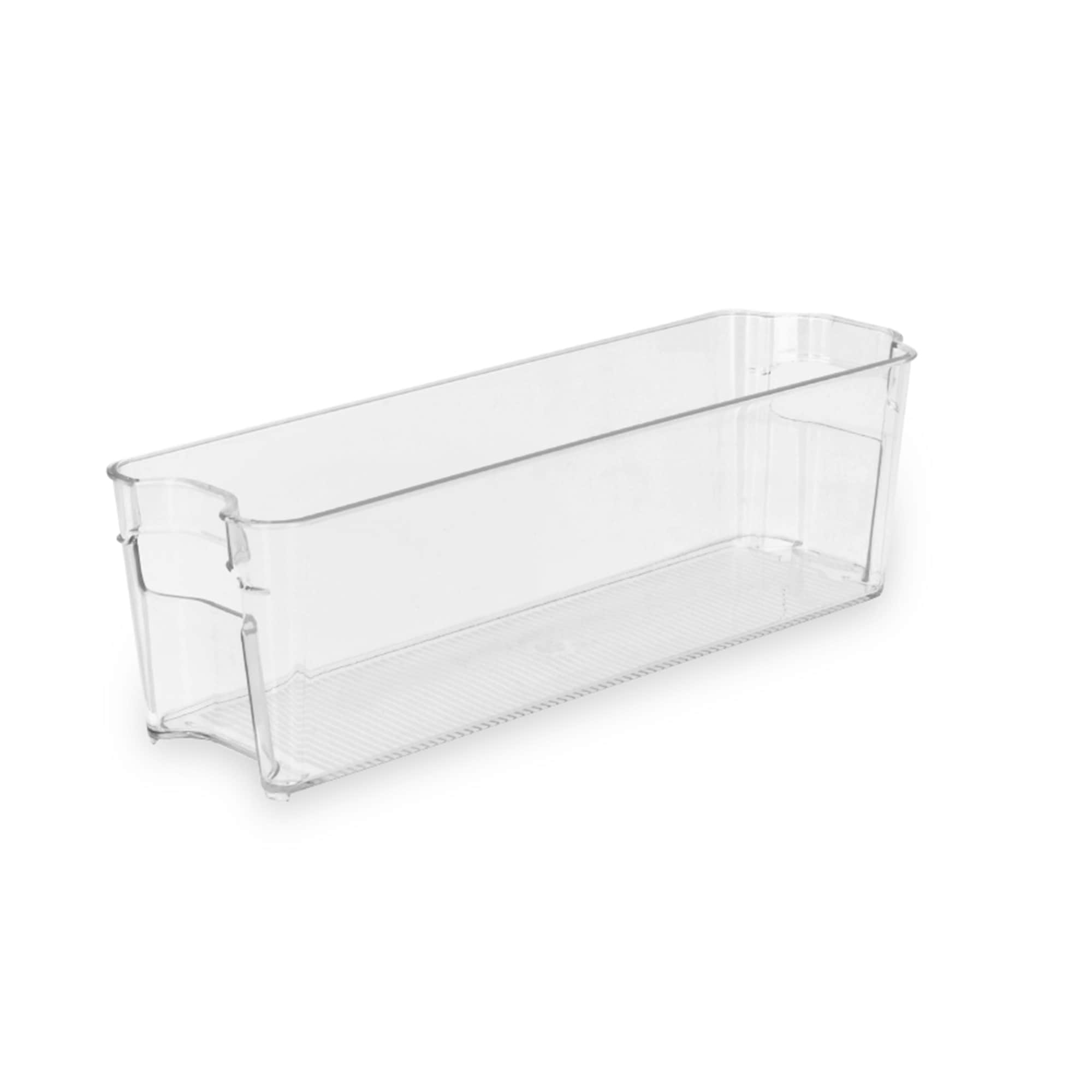 Smart Design 8463491AS4 4 -Pack ( 4.25-in W x 3.88-in H x 14.63-in D ) Clear Stainless steel Stackable Basket
