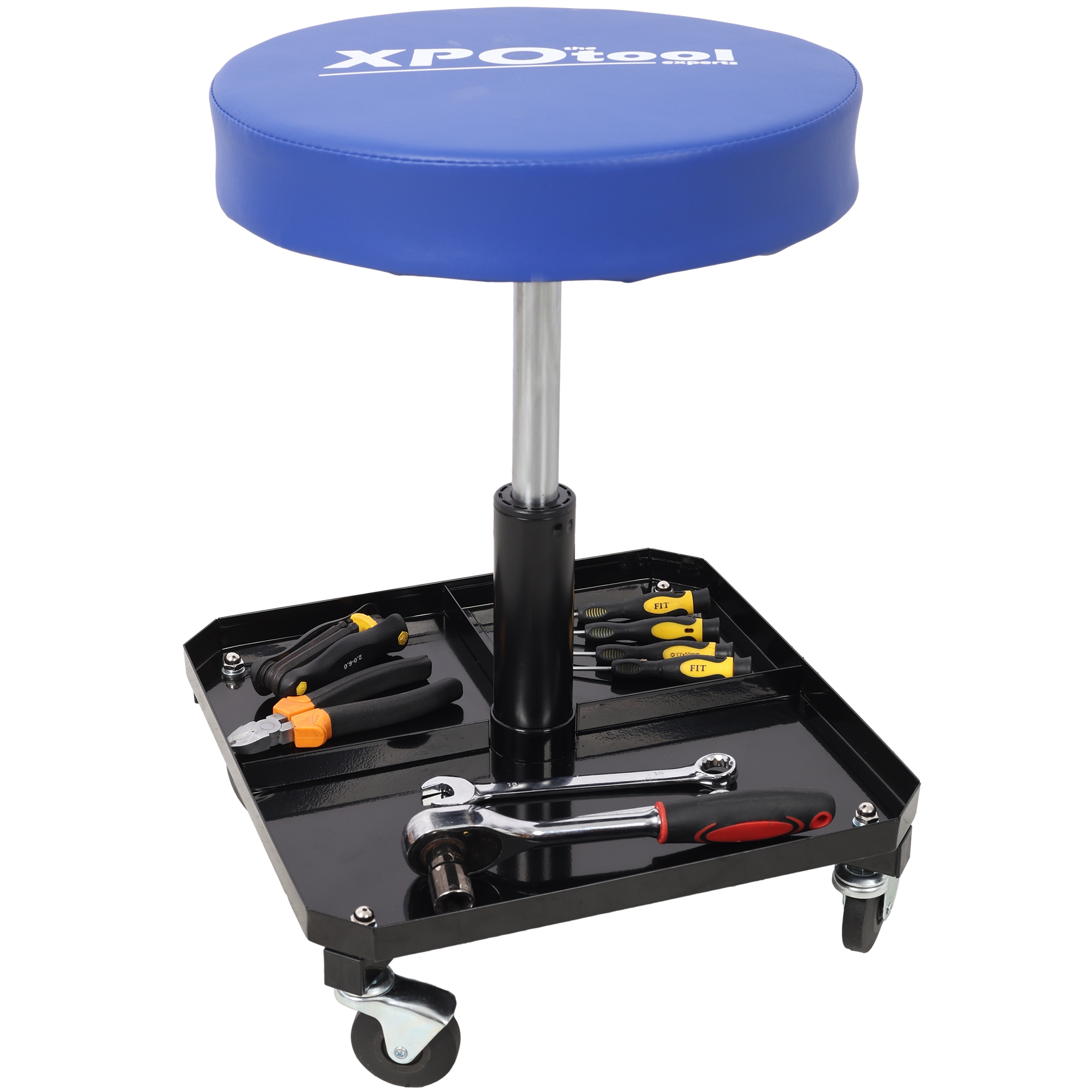 LOVMOR 250 LBS Rolling Pneumatic Creeper Garage Adjustable Mechanic Stool with Tool Tray Storage #SFRW465P222640