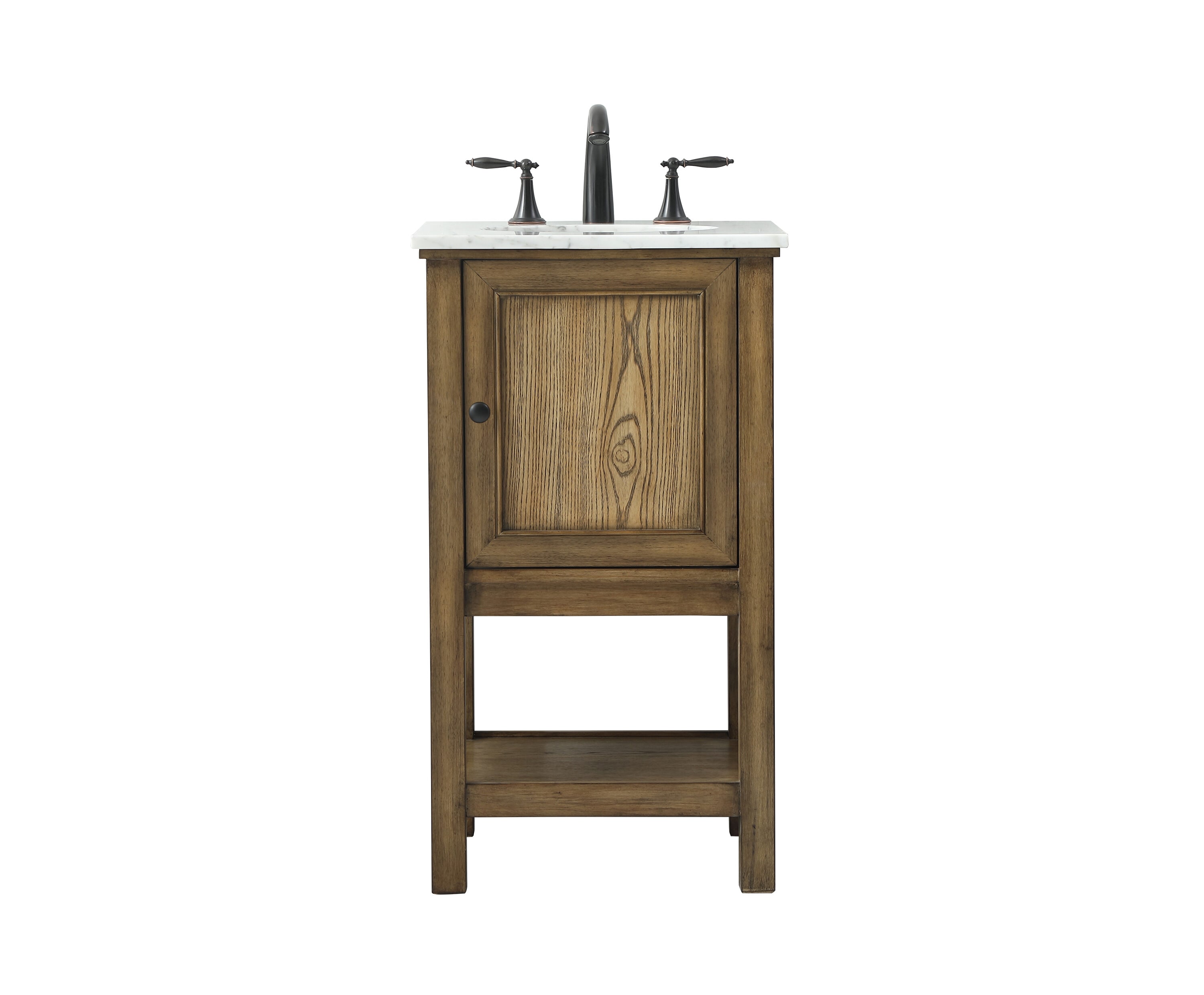 Elegant Decor HF81057DW Home Furnishing 19-in Driftwood Undermount Single sink Bathroom Vanity with Carrara White Marble Top