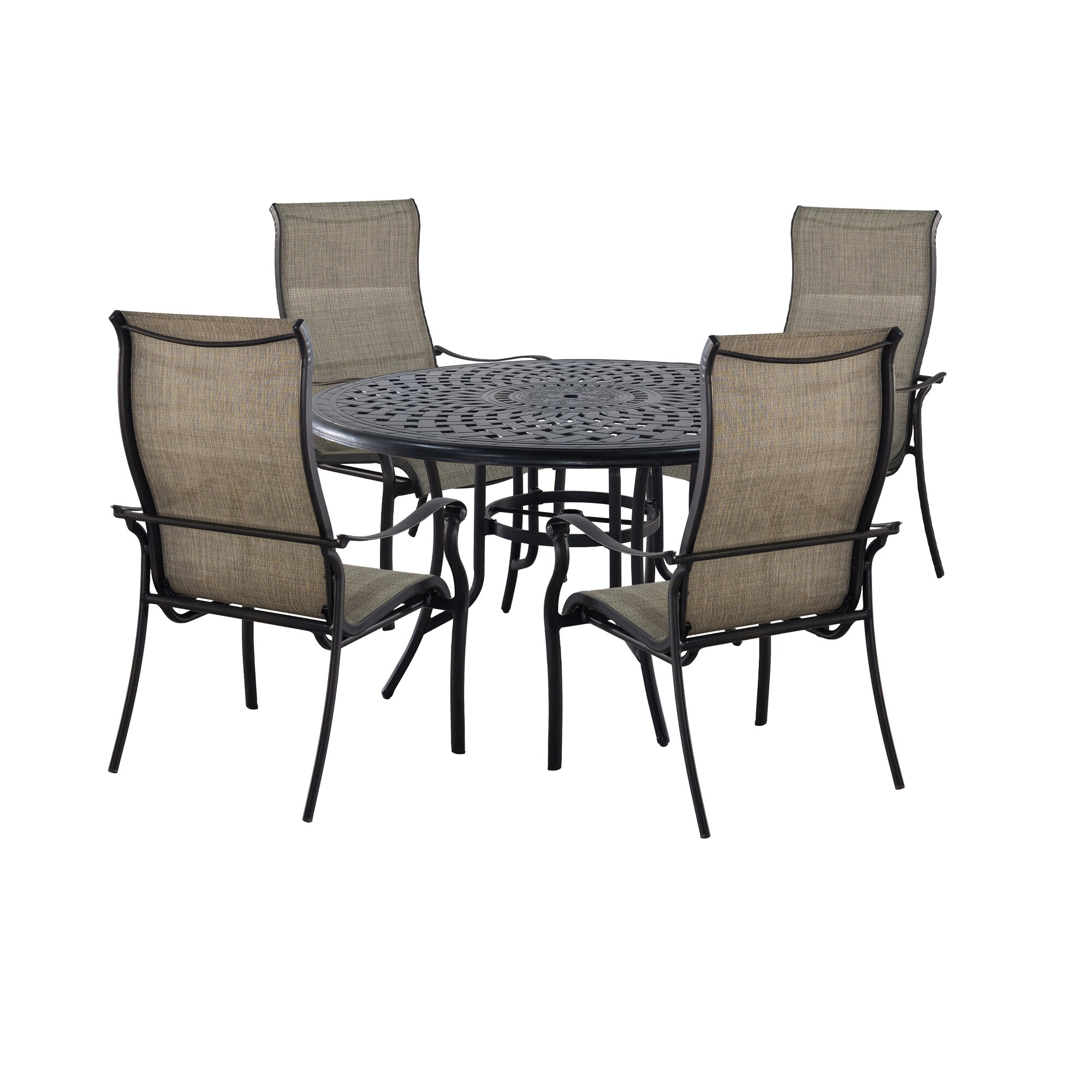 Cast Aluminum 5-Piece Outdoor Patio Dining Set with Textilene Chairs ...