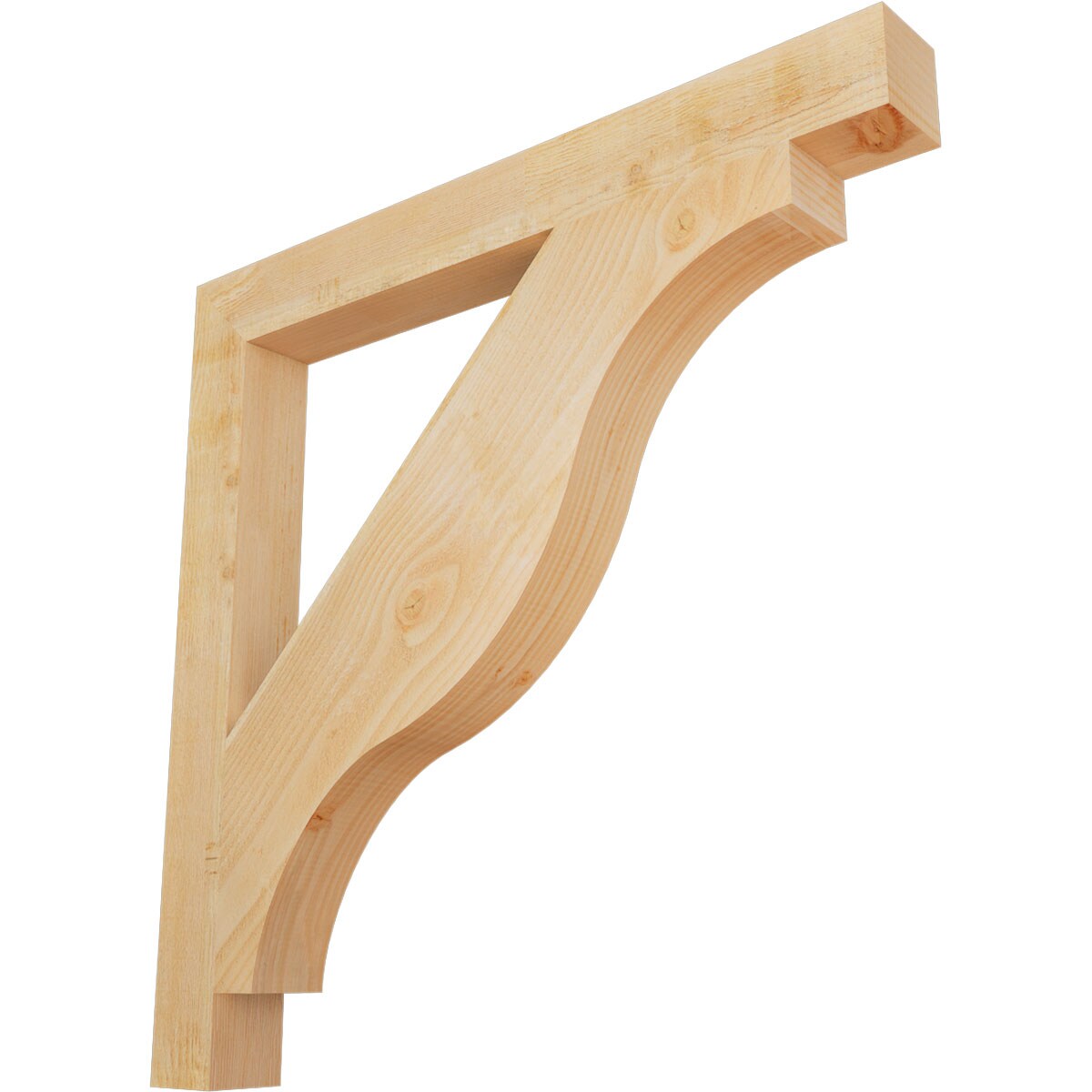 Ekena Millwork BKT04X38X38FST05RDF Funston Block Rough Sawn 4-in x 38-in x 38-in Douglas fir Brown Wood Standard bracket