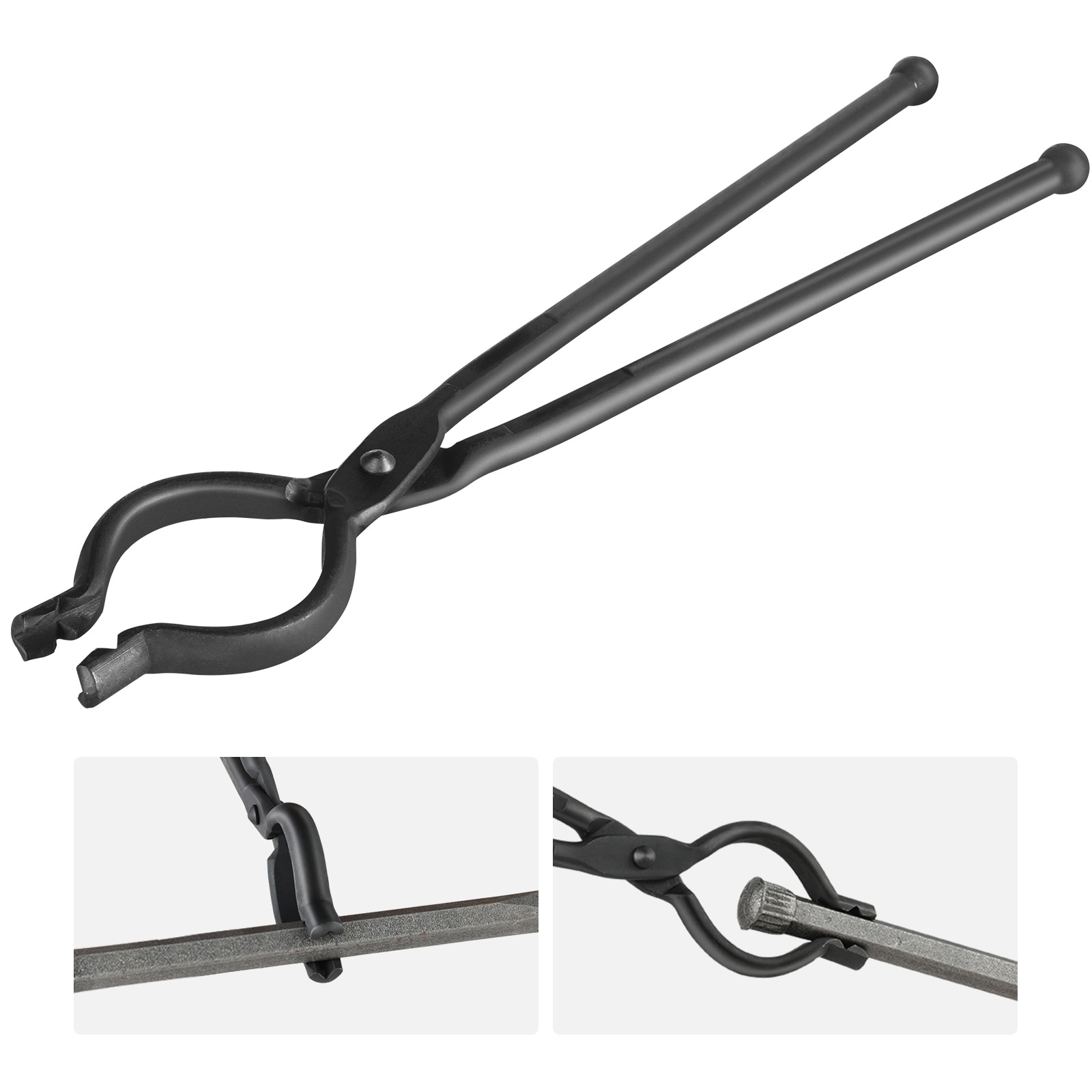VEVOR SCDZQDPQVBIT01658V0 Blacksmith Tongs  18in V-Bit Bolt Tongs  Carbon Steel Forge Tongs with A3 Steel Rivets  for Long  Irregular  and Nail-shaped Forgings  for Beginner and Seasoned Blacksmiths and Bladesmiths