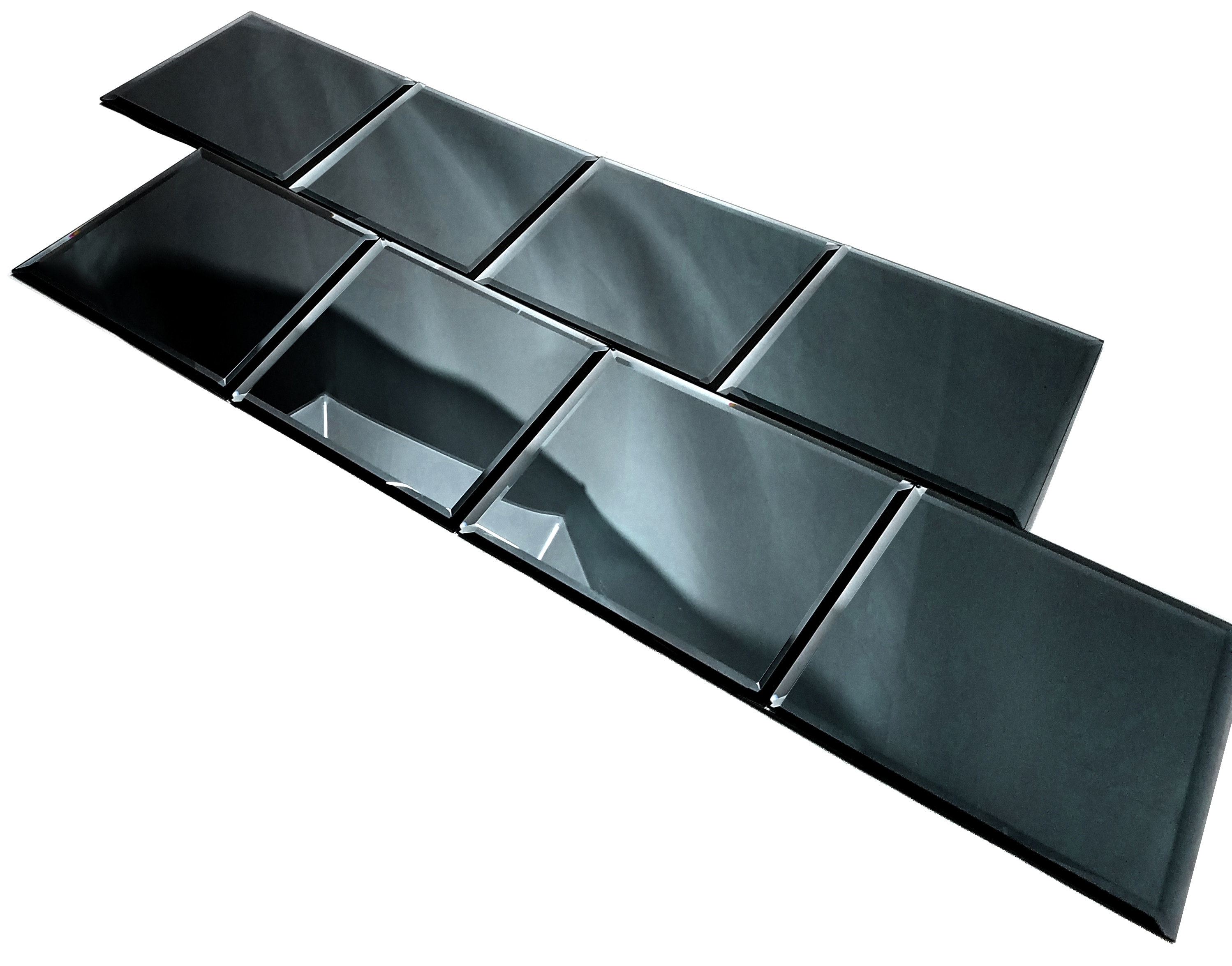 Abolos 6 X 8 Graphite Beveled Glass Diamond Matte Mirror Backsplash Wall Tile