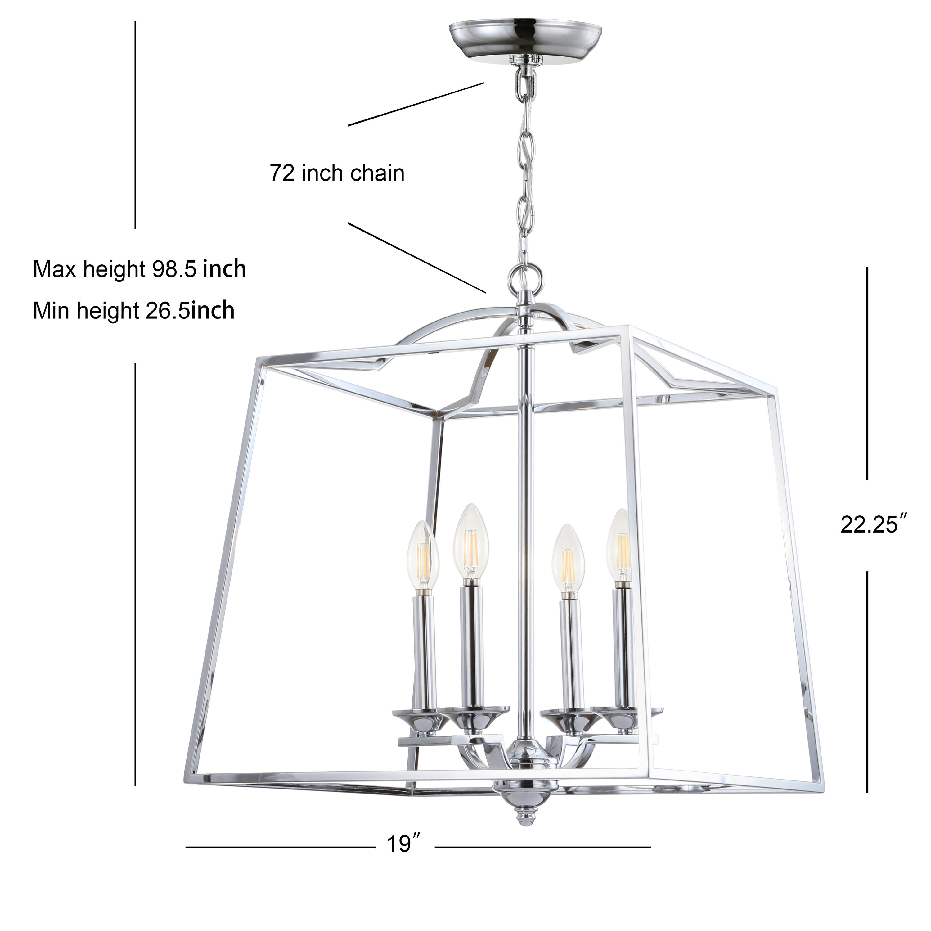 Gloria Polished Chrome 19" LED Lantern Pendant - Adjustable Height