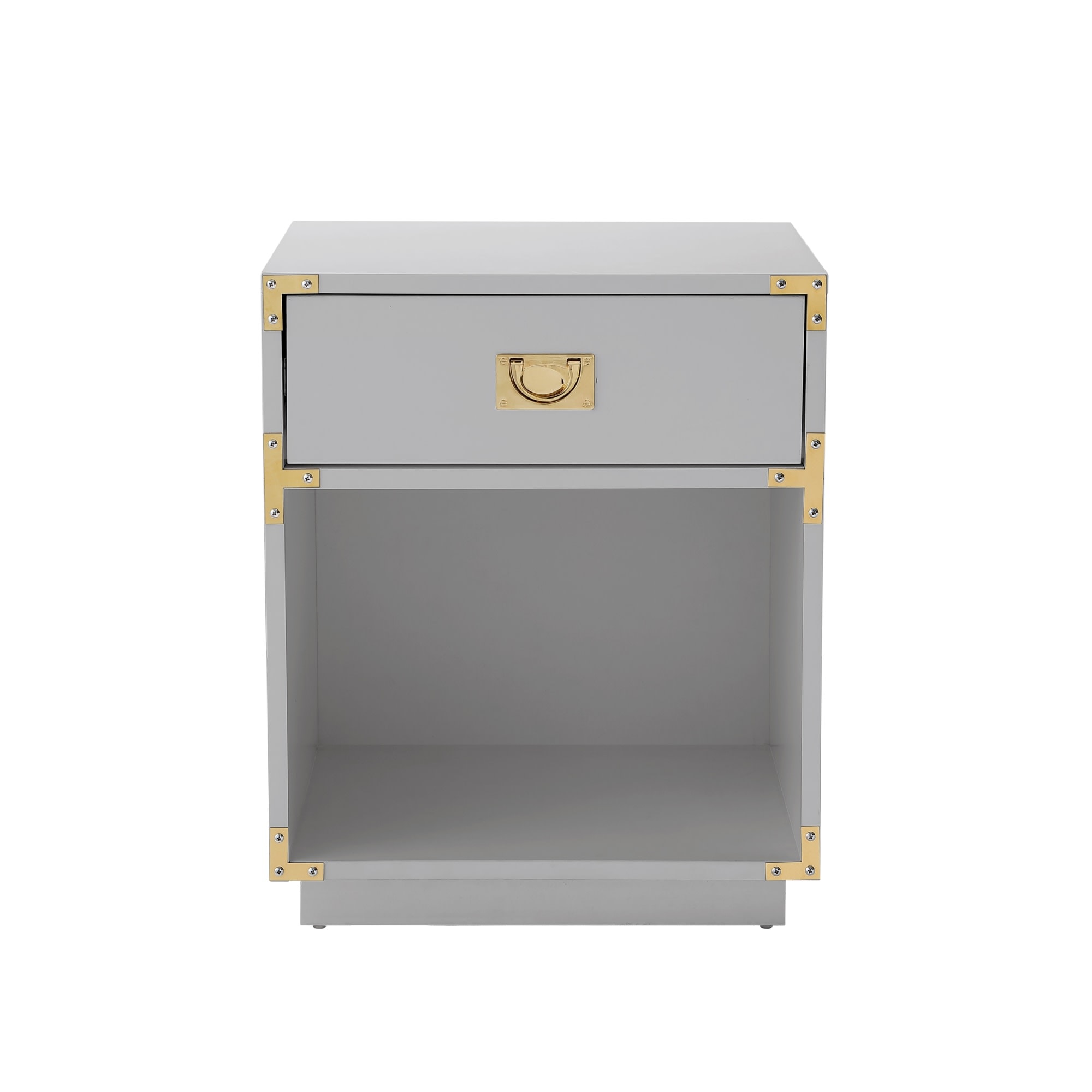 Inspired Home ST154-09GG-LS Odrini 18-in W x 24-in H Light Grey Wood veneer Rectangular Modern End Table with Storage