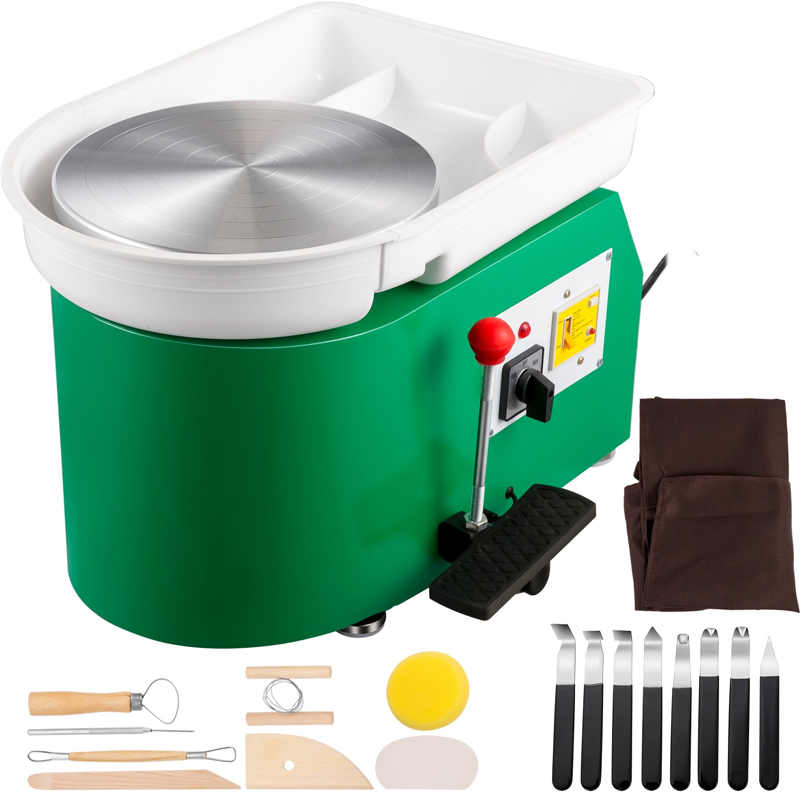 SVOPES SCXTXTYLPJL203377V1 Pottery Wheel 28cm Pottery Forming Machine 350W Electric Pottery Wheel with Adjustable Feet Lever Pedal DIY Clay Tool with Tray for Ceramic Work Clay Art DIY Clay Green 18 Piece