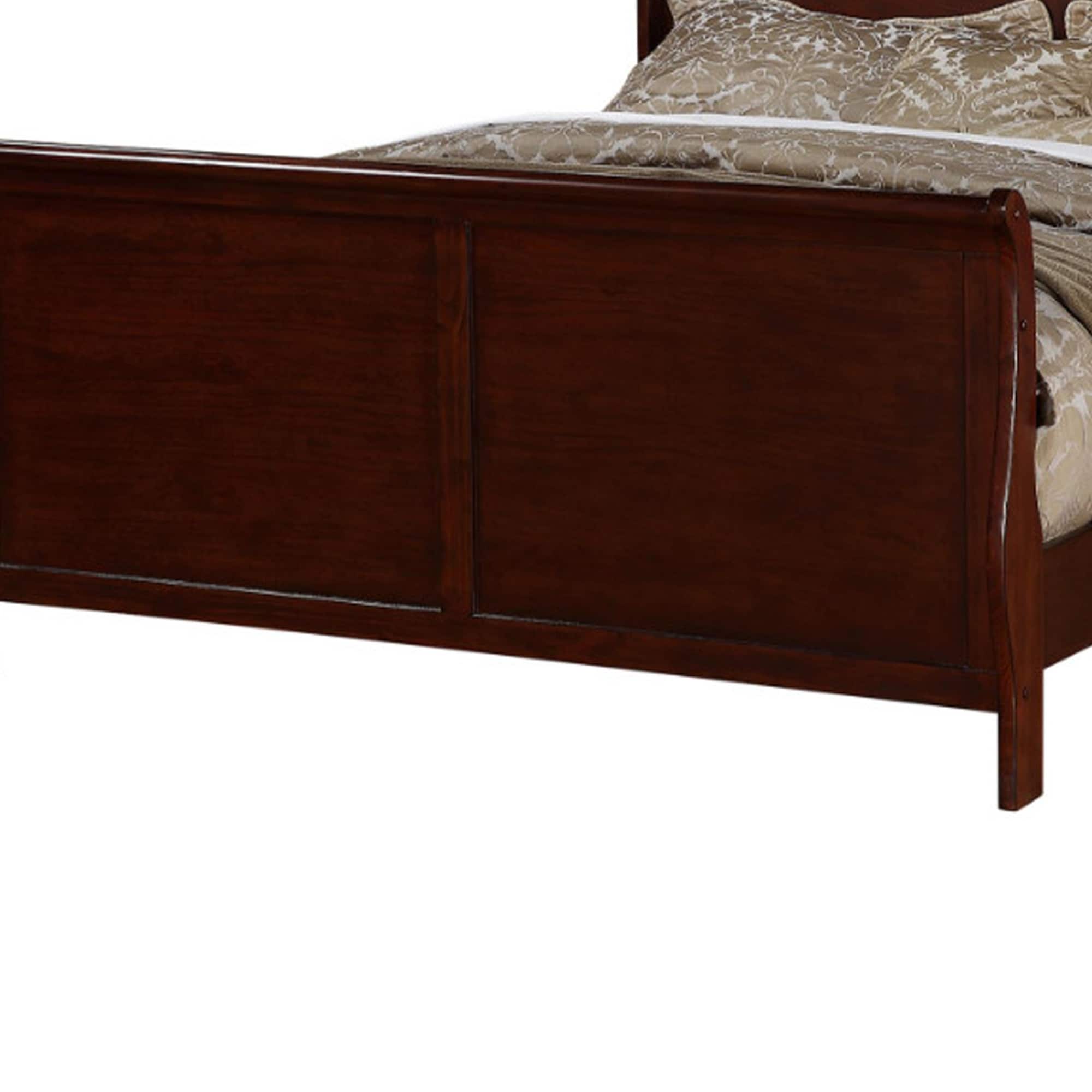 Benzara BM168405 Cherry King Wood Bed frame Bed