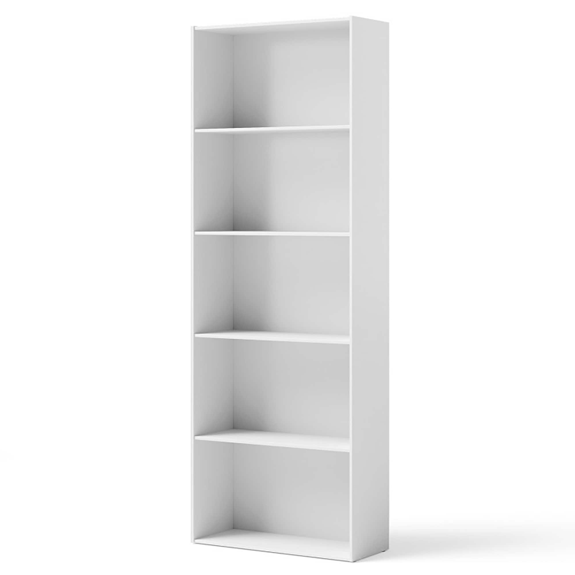 GZMR GZ-HW65407CF 5-Shelf Multi-Functional Wood Bookcase White MDF 5 -Shelf Bookcase ( 9.5-Inches W x 67-Inches H x 23.5-Inches D ) Finished