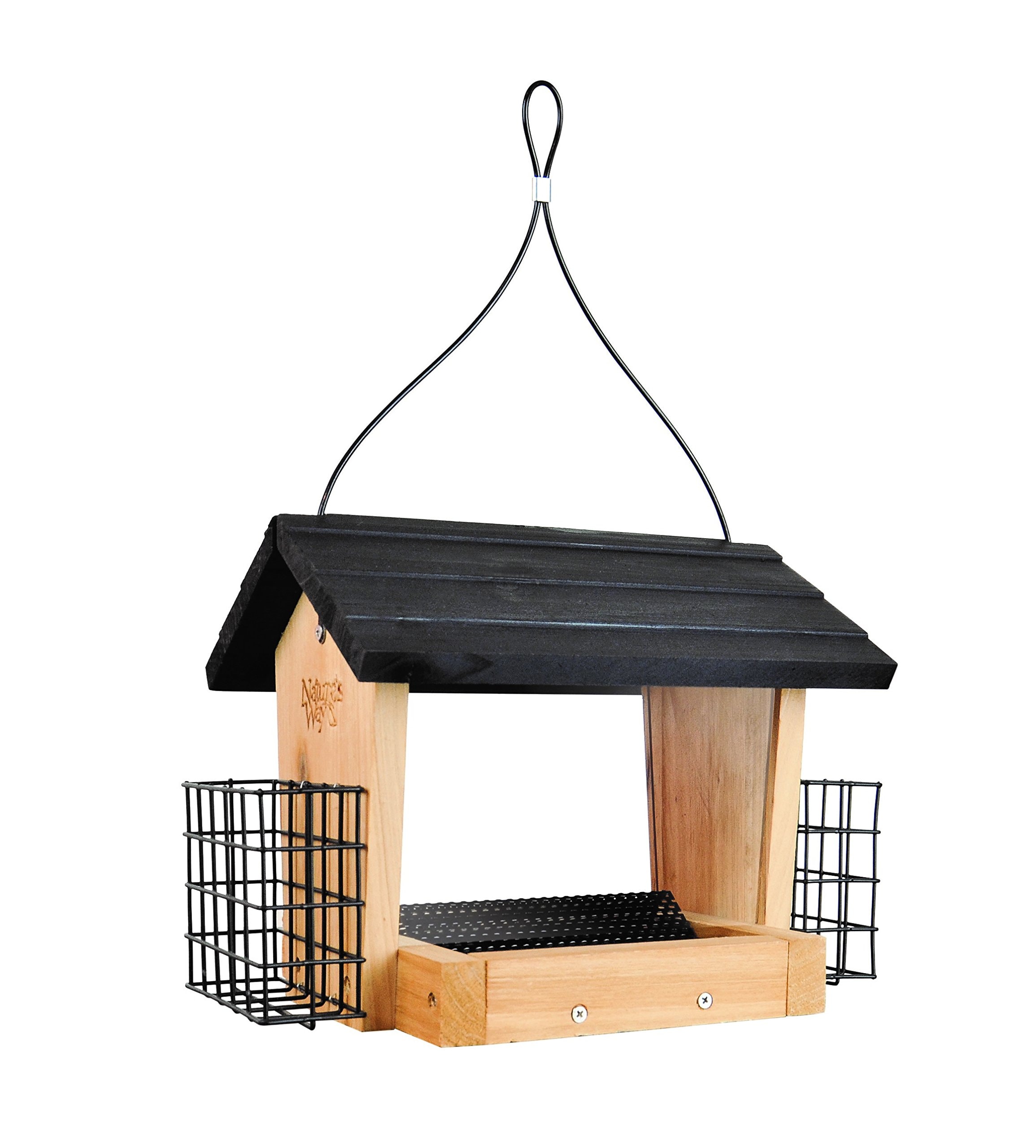 Nature's Way -  CWF28 Cedar Hopper Bird Feeder with Suet Cage 3 Quart Capacity Durable Design