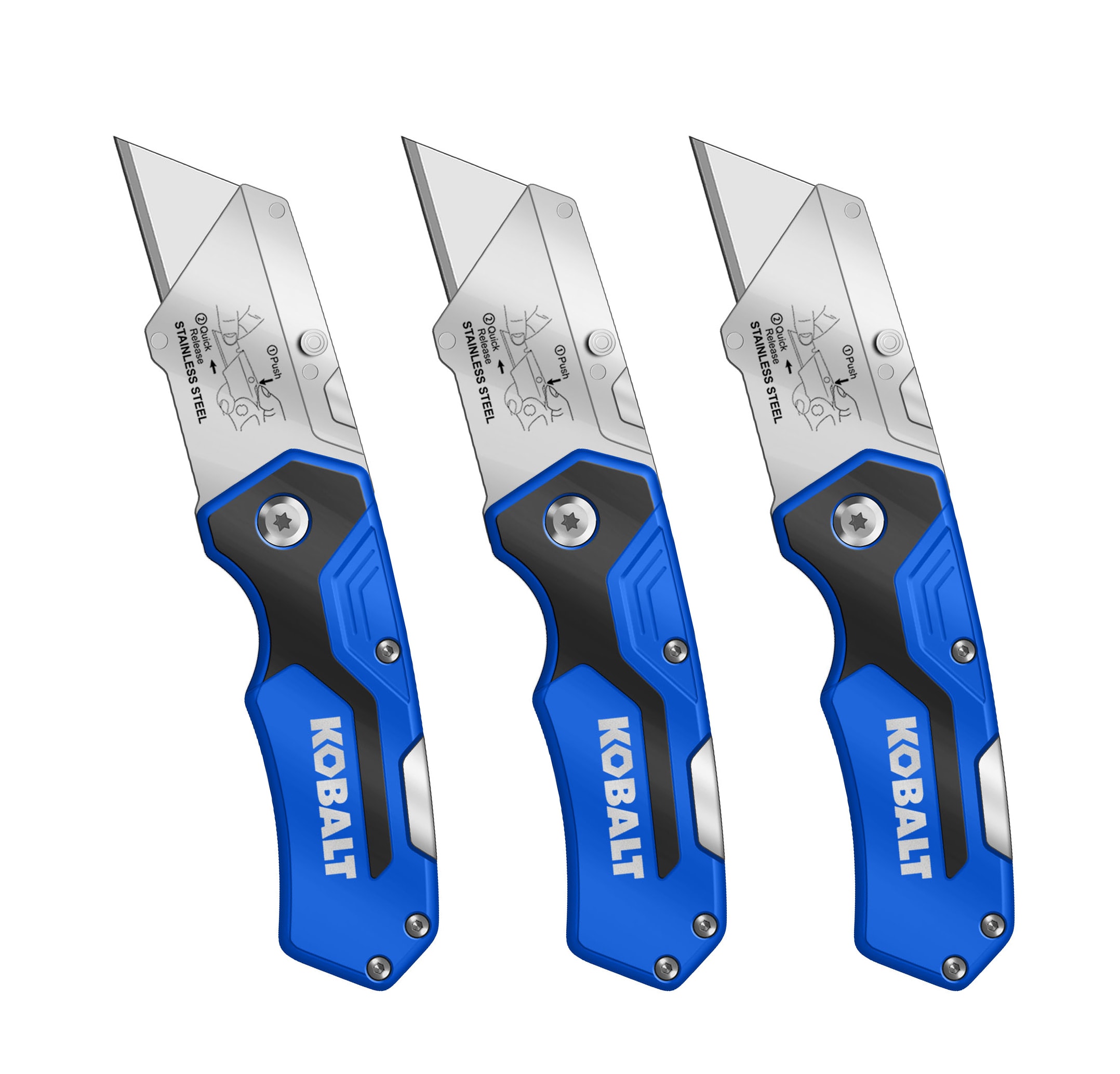 Kobalt Lockback 3-Blade Folding Utility Knife in the Utility Knives ...