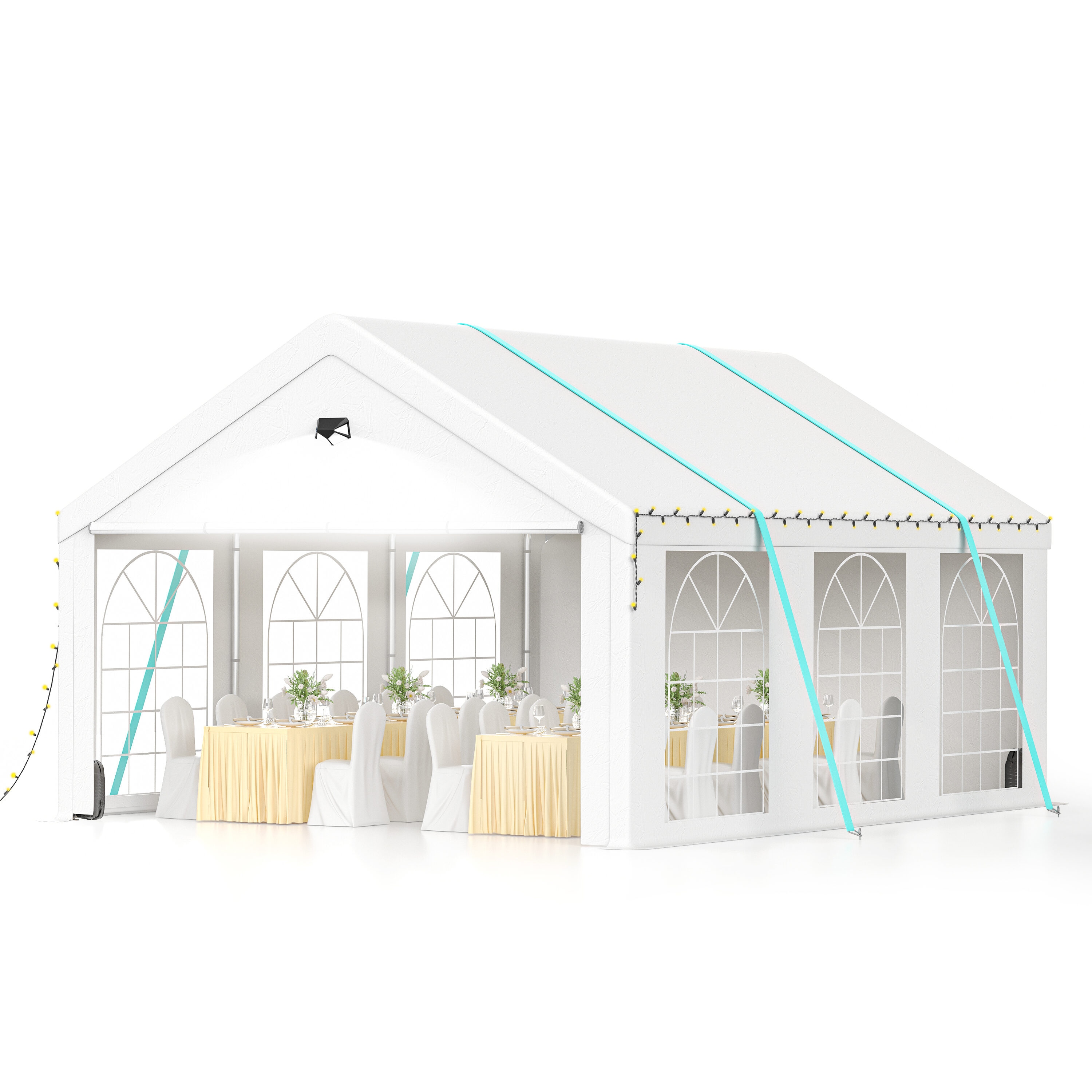 Forclover USTE-243BGE 13-ft x 26-ft Gazebo White with Soft Top Roof (Screen Included)