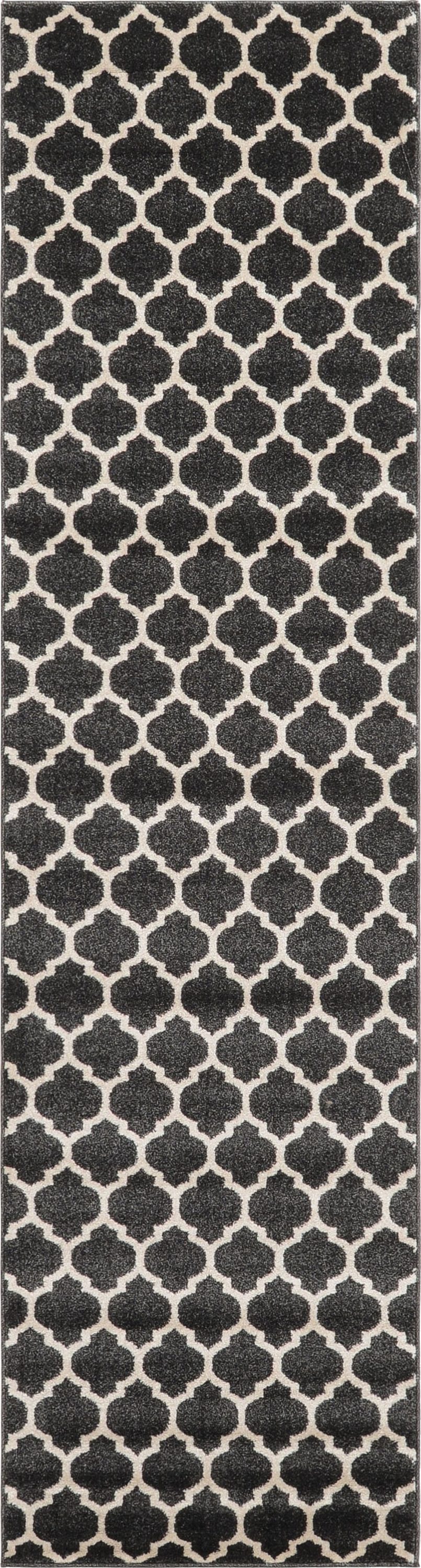 Unique Loom 3115913 Philadelphia Trellis 3 x 10 (ft) Loomed Polypropylene Black/Beige Rectangular Indoor Geometric Runner rug