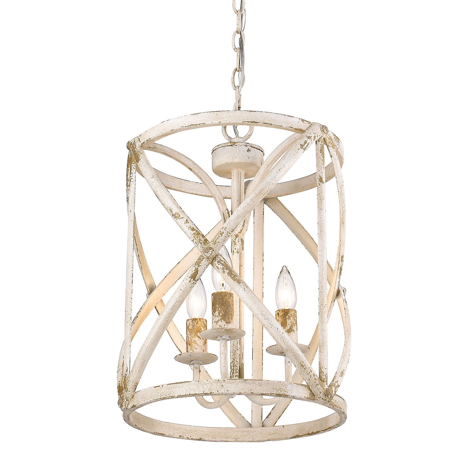 Antique Ivory Traditional Drum Pendant Light with LED Option