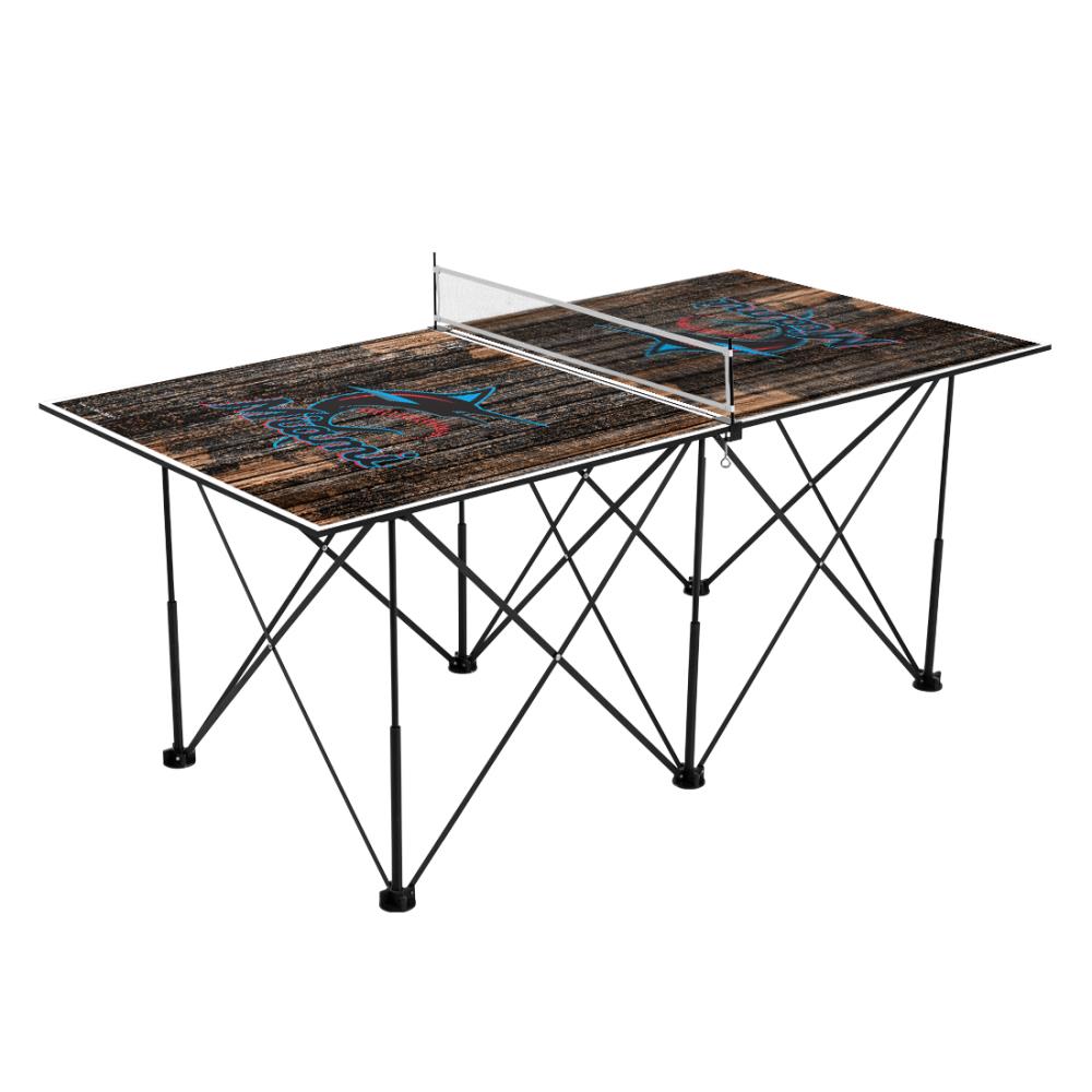 Victory Tailgate 9522878 Miami Marlins Pop Up Table Tennis 6ft Weathered Design