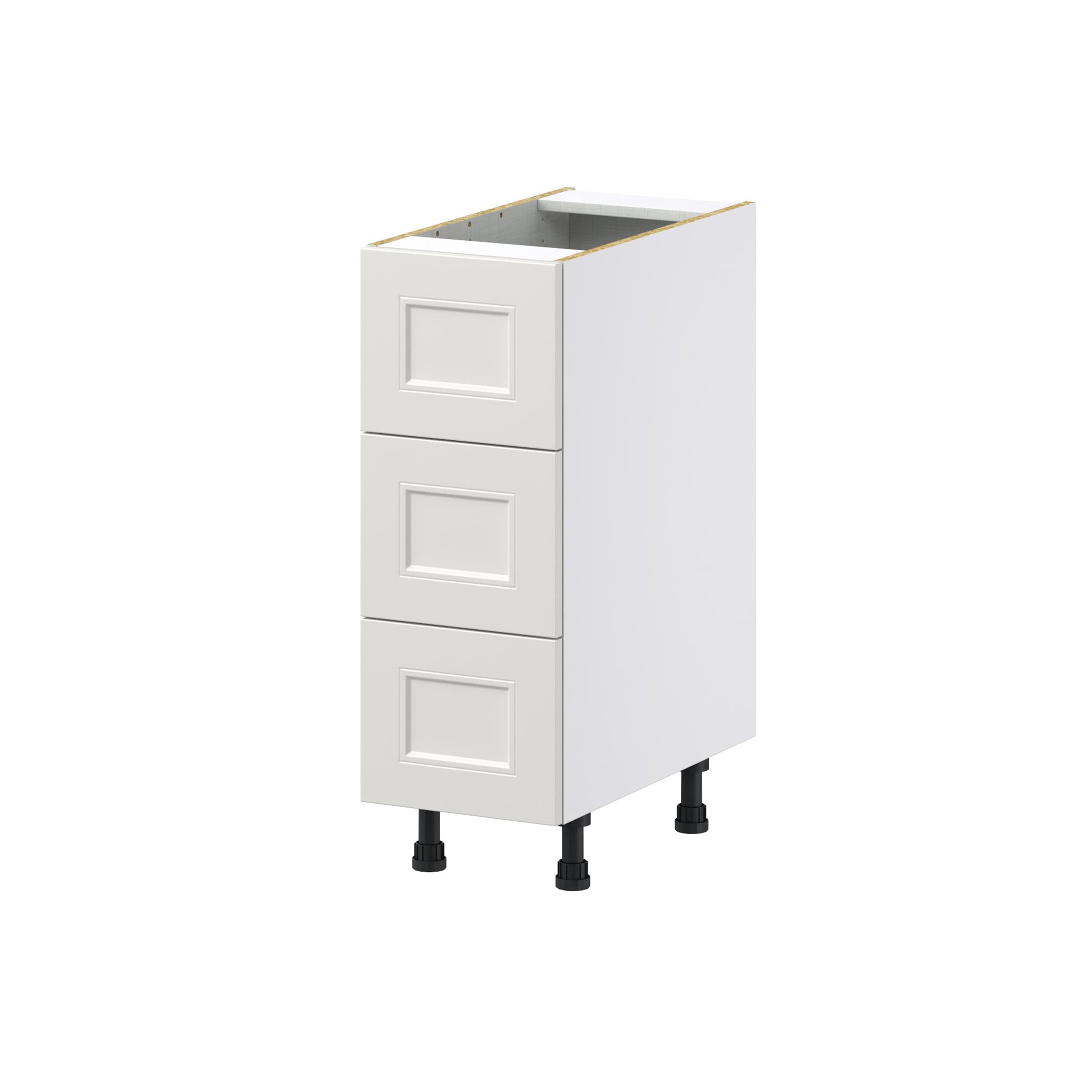 Hugo&Borg Belcourt 12-in W x 34.5-in H x 21-in D Gray Painted 3-Drawer Base Fully Assembled Cabinet (Recessed Panel Style)
