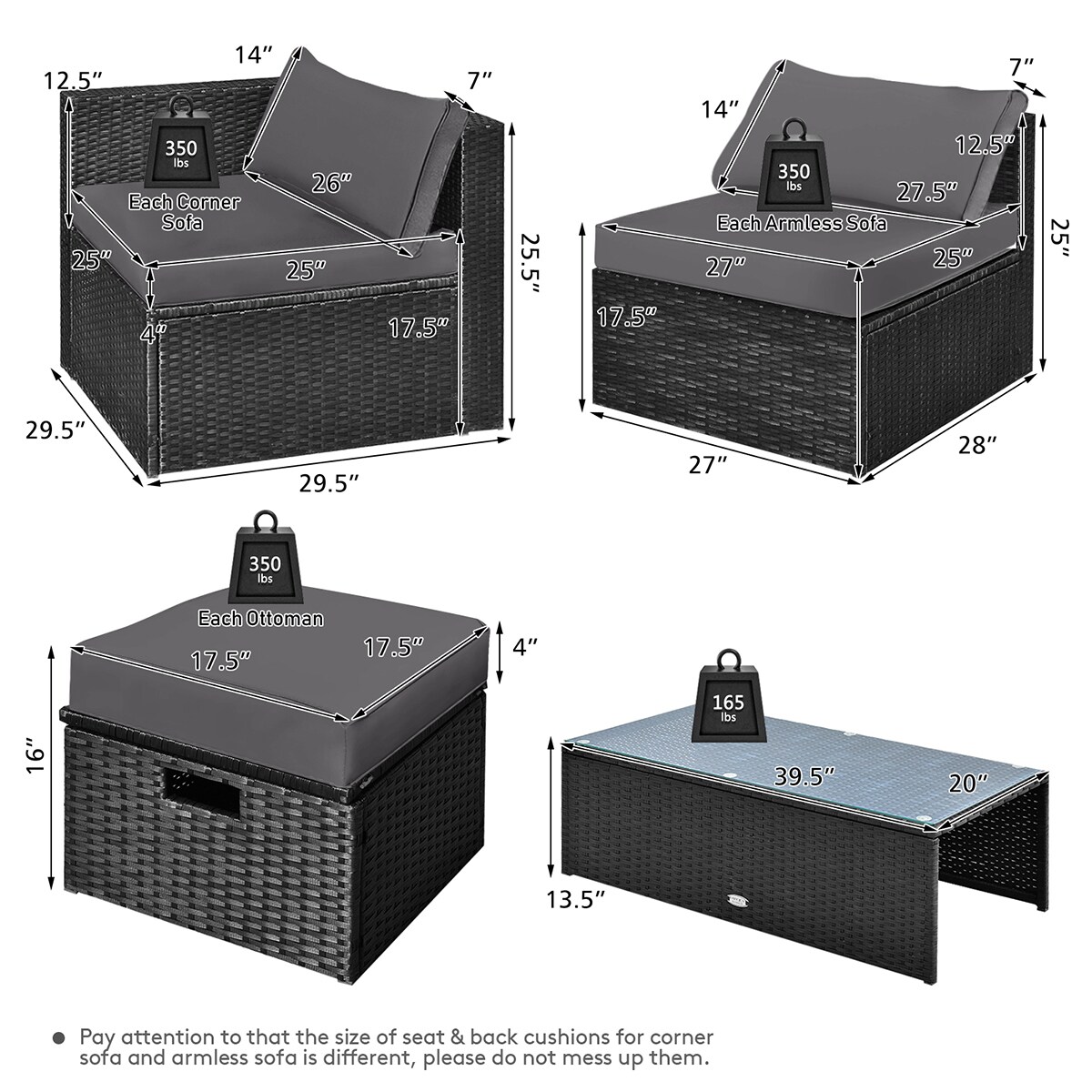 Forclover HYFE-68605GR Patio-Conversation-Sets - View #11