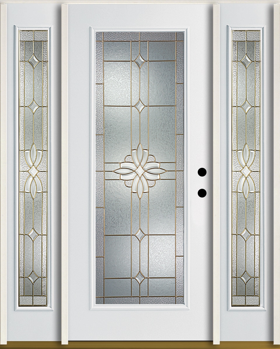 RELIABILT LO841815 Laurel 60-in x 80-in x 4-9/16-in Fiberglass Full lite Left-hand inswing Modern White Painted Prehung Front Door with Sidelights Insulating core