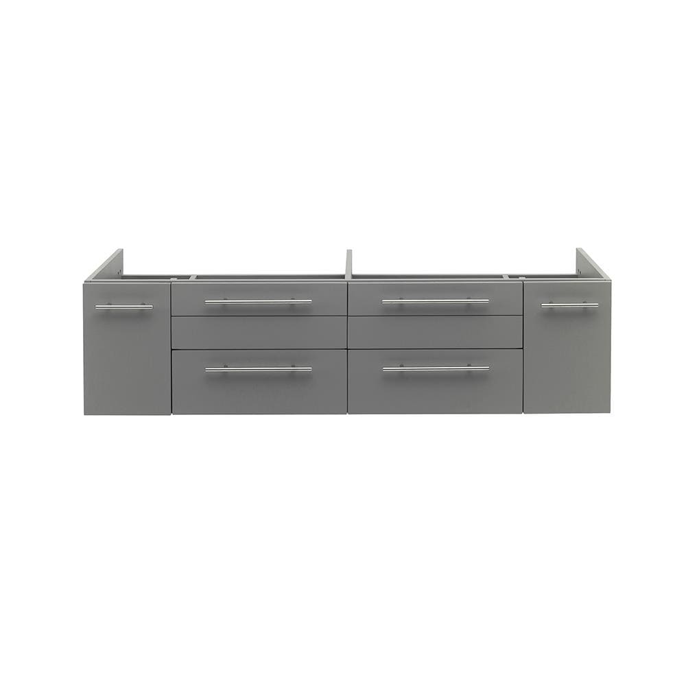 Fresca FCB6160GR-UNS-D Lucera 60-in Gray Floating Bathroom Vanity Base Cabinet without Top