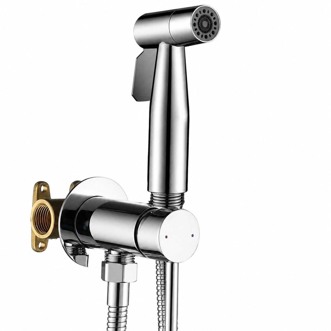 Aoibox  Chrome Handheld Bidet Sprayer 2 Mode Adjustable Hot and Cold Brass Mixing Valve Toilet Hygiene Spray Kit