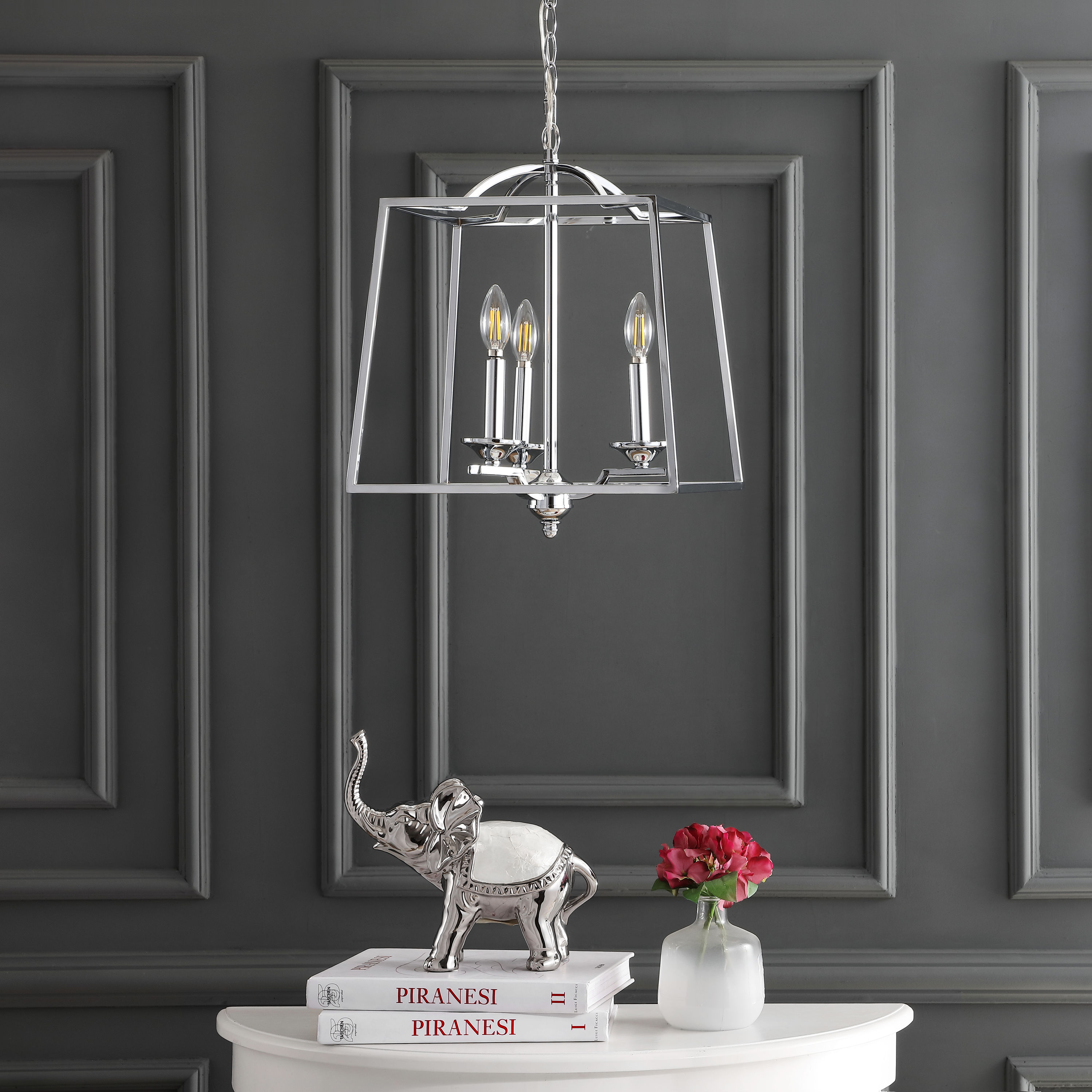 Chrome 14.5" 3-Light LED Pendant with Drum Shade
