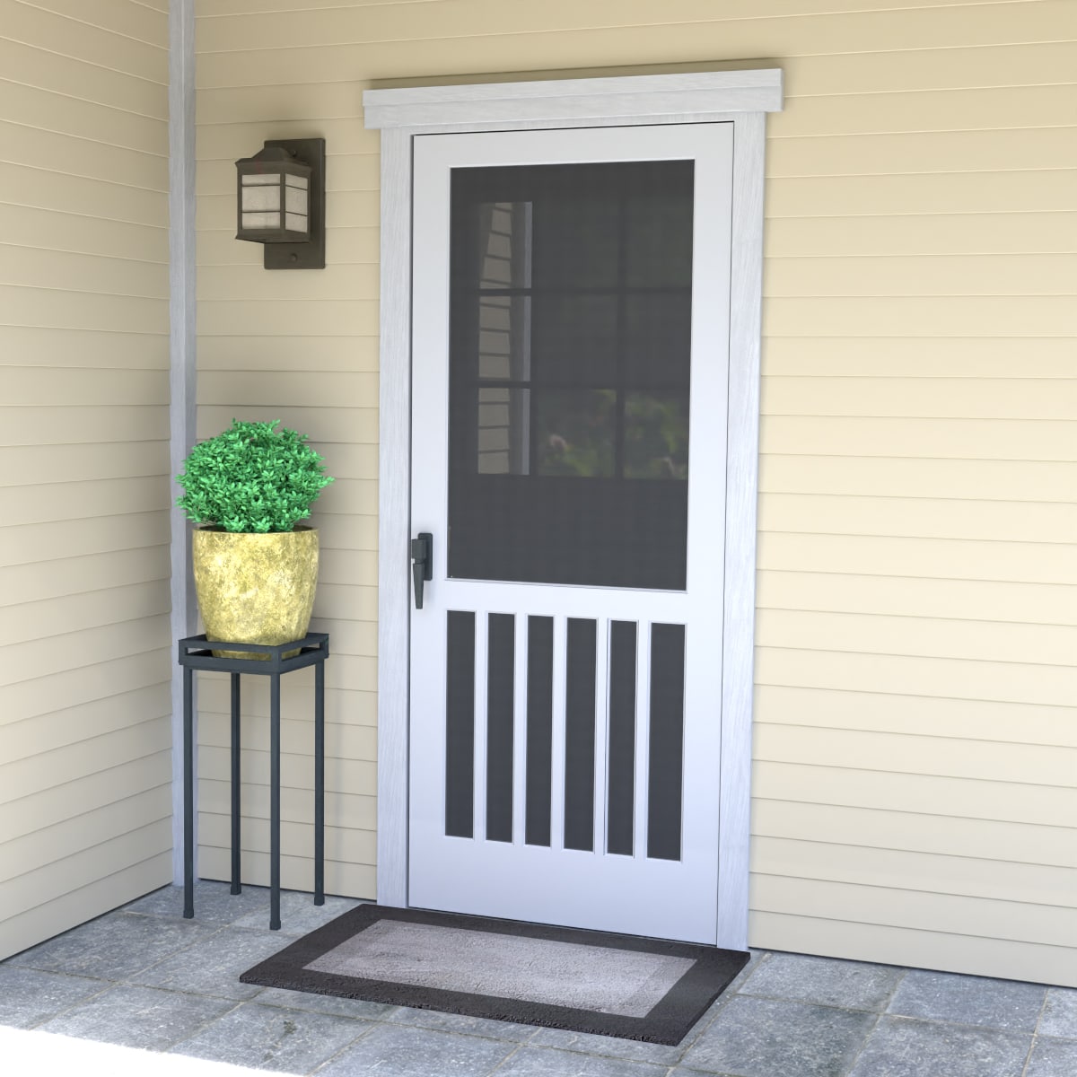 ReliaBilt 36-in X 80-in White Vinyl Hinged 5-bar Screen Door In The ...