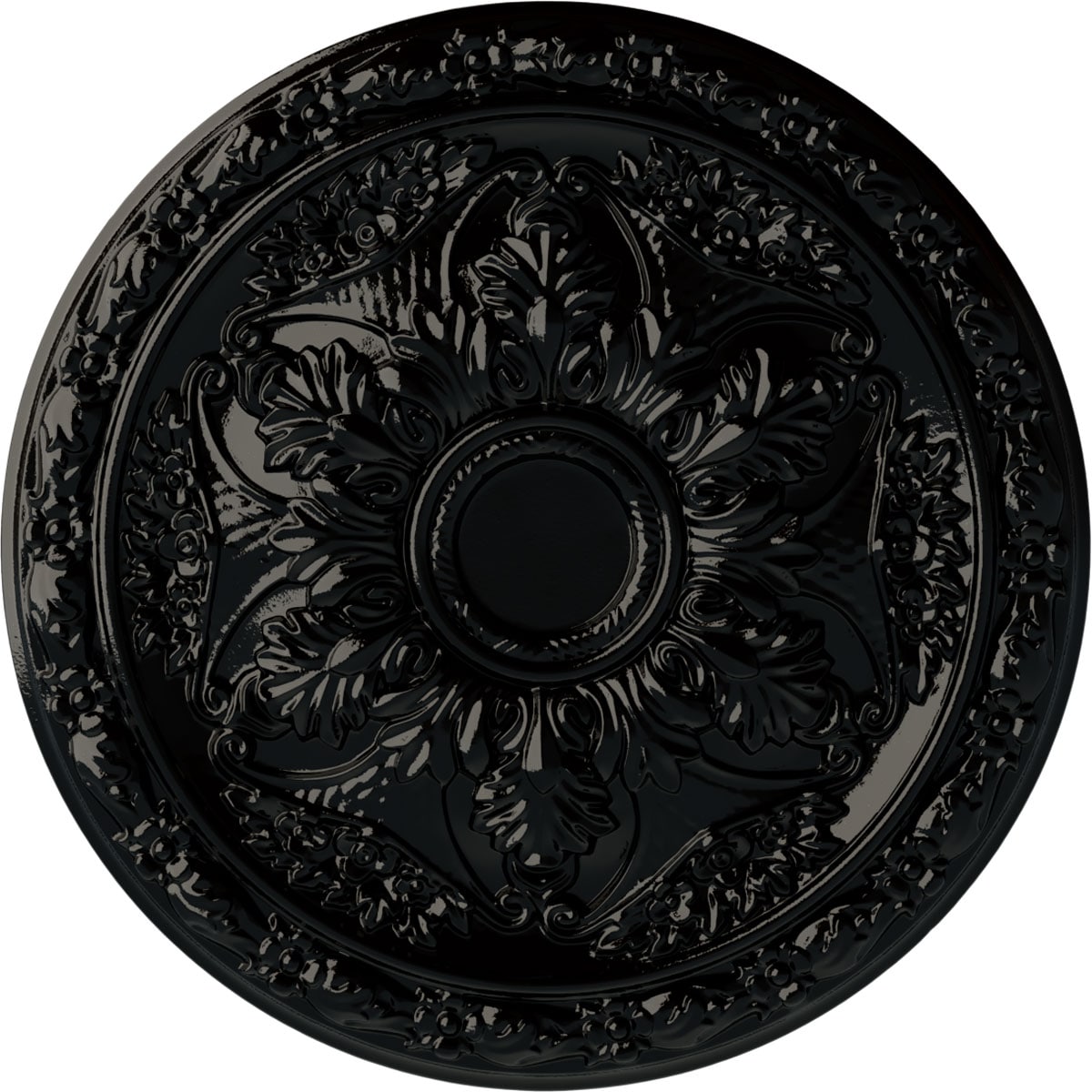 Ekena Millwork CM20BLBPS Baile 20-in W x 20-in L Painted Black Pearl Polyurethane Whole Ceiling Medallion