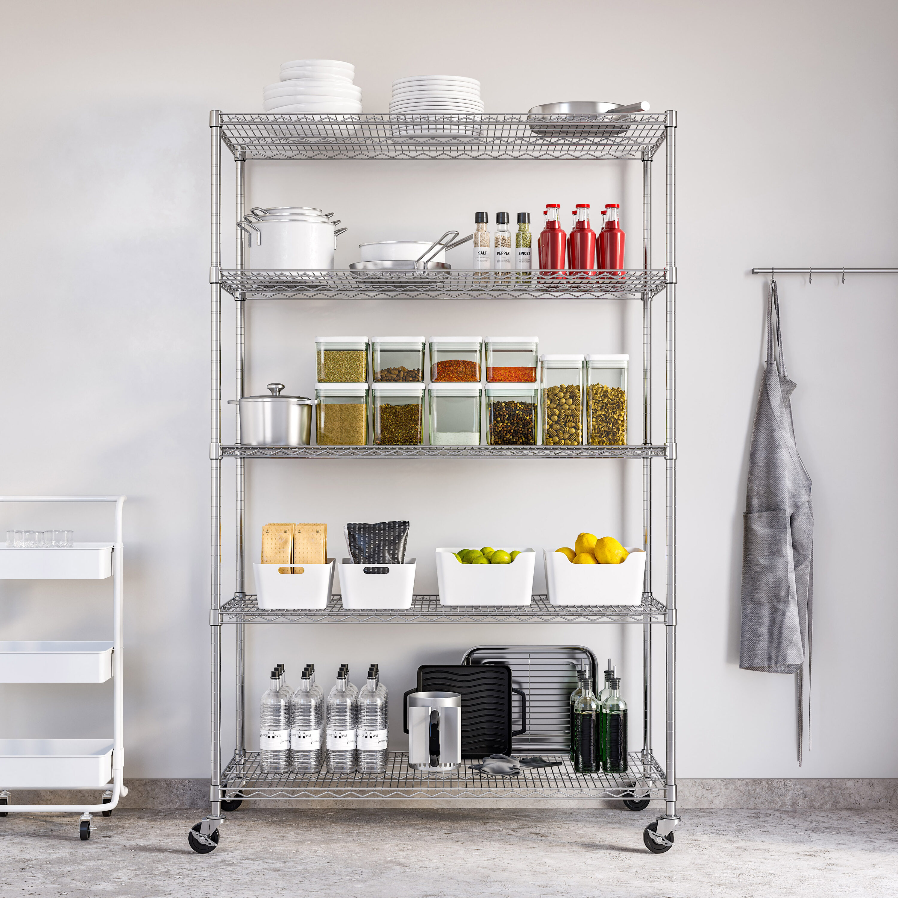 Seville Classics WEB564 5 -Tier Heavy Duty Silver Steel Utility shelving unit ( 48-in W x 24-in D x 72-in H )